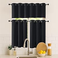 Vista 65 de Simplebrand Juego de 2 paneles de cenefa aguamarina para ventana de cocina de 14 pulgadas de largo, cortinas de oscurecimiento de habitación