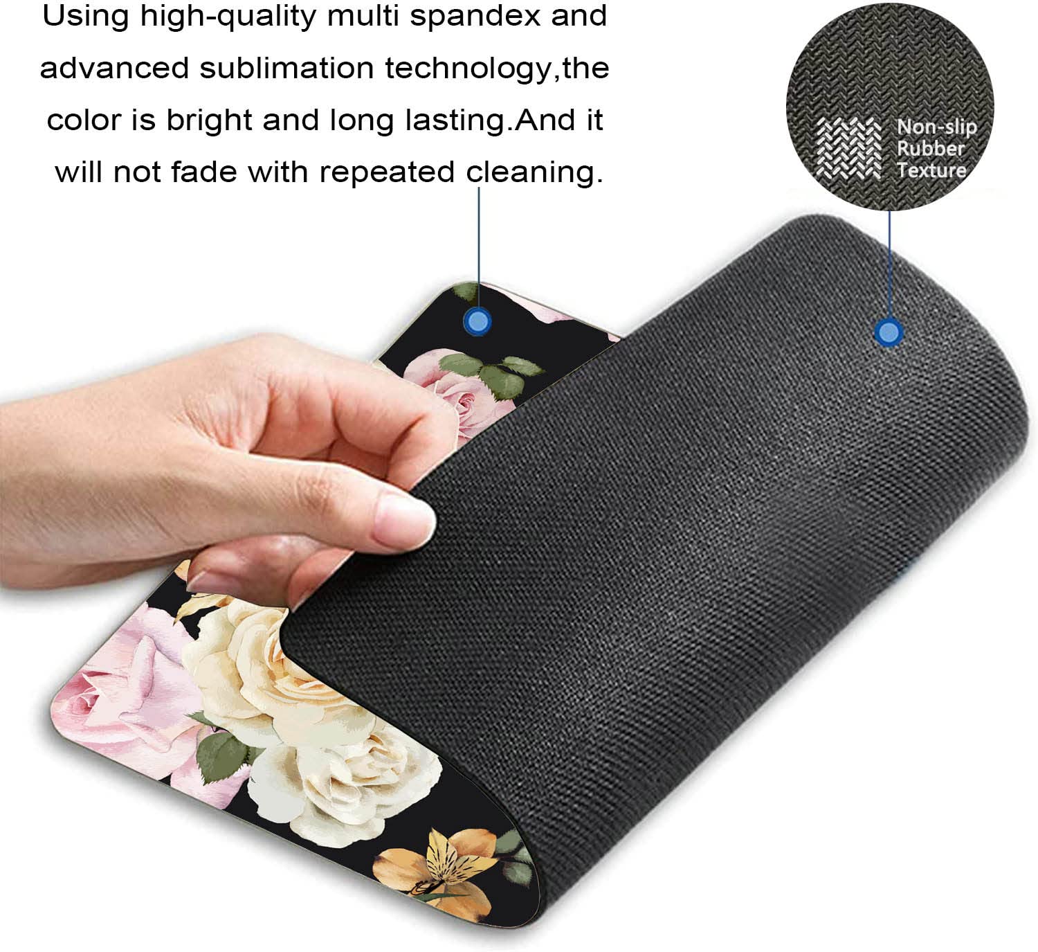 Mouse Pad, Watercolor Floral Mouse Pad, Mouse Mat Square Mouse Pad Non Slip Rubber Base MousePads for Office Laptop, 9.5x7.9x0.12 Inch
