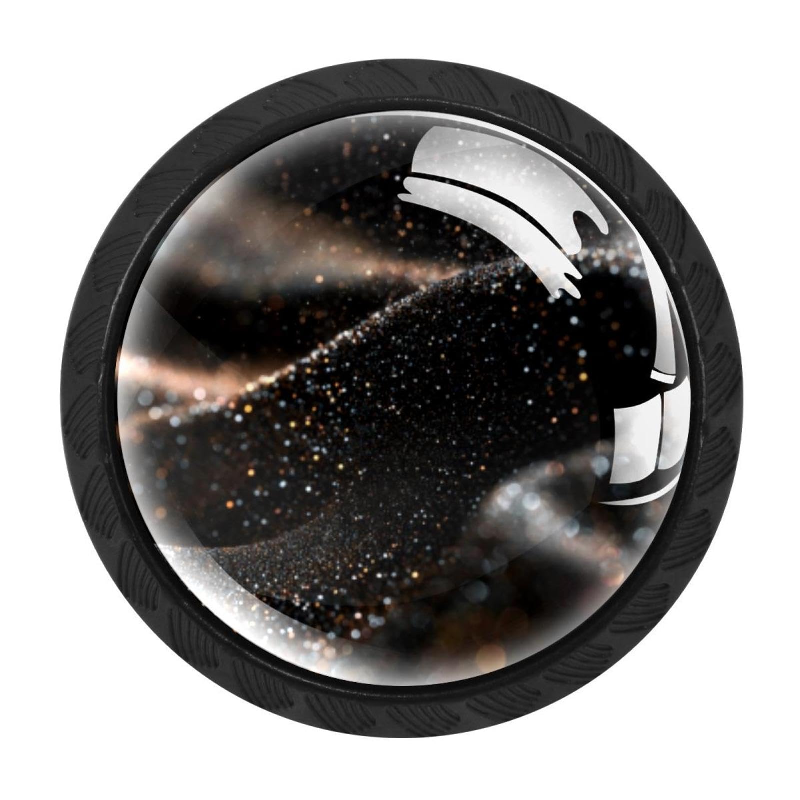 CHENZZZZ 4 Pieces Abstract Glitters Black (3) Kitchen Cabinet Knobs Drawer Knobs Dresser Knobs Black Knobs Drawer Pulls Dresser Drawer Handles Knobs for Dresser Drawers