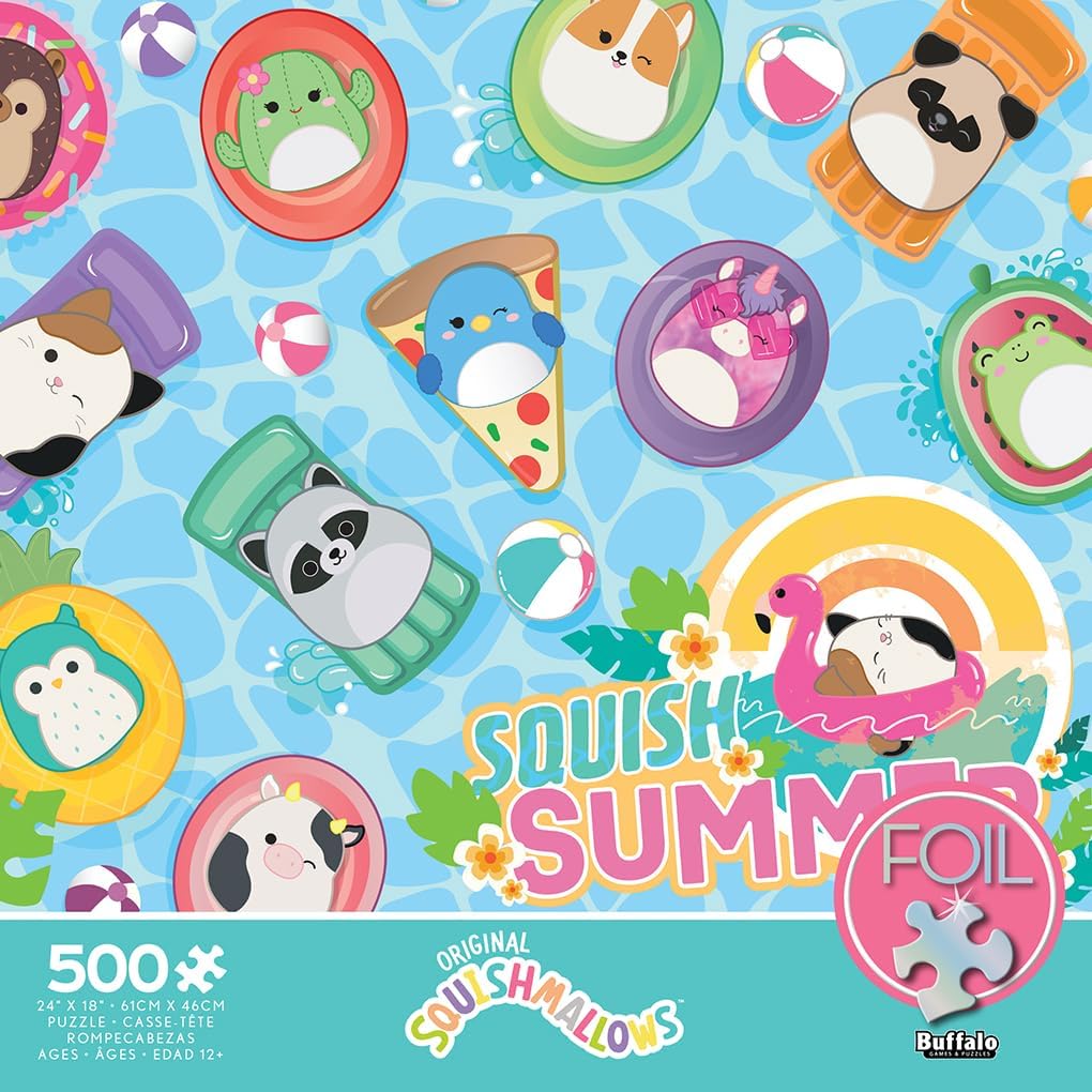 Buffalo Games - Squishmallows - Pool Party - 500 Piece Foil Jigsaw Puzzle