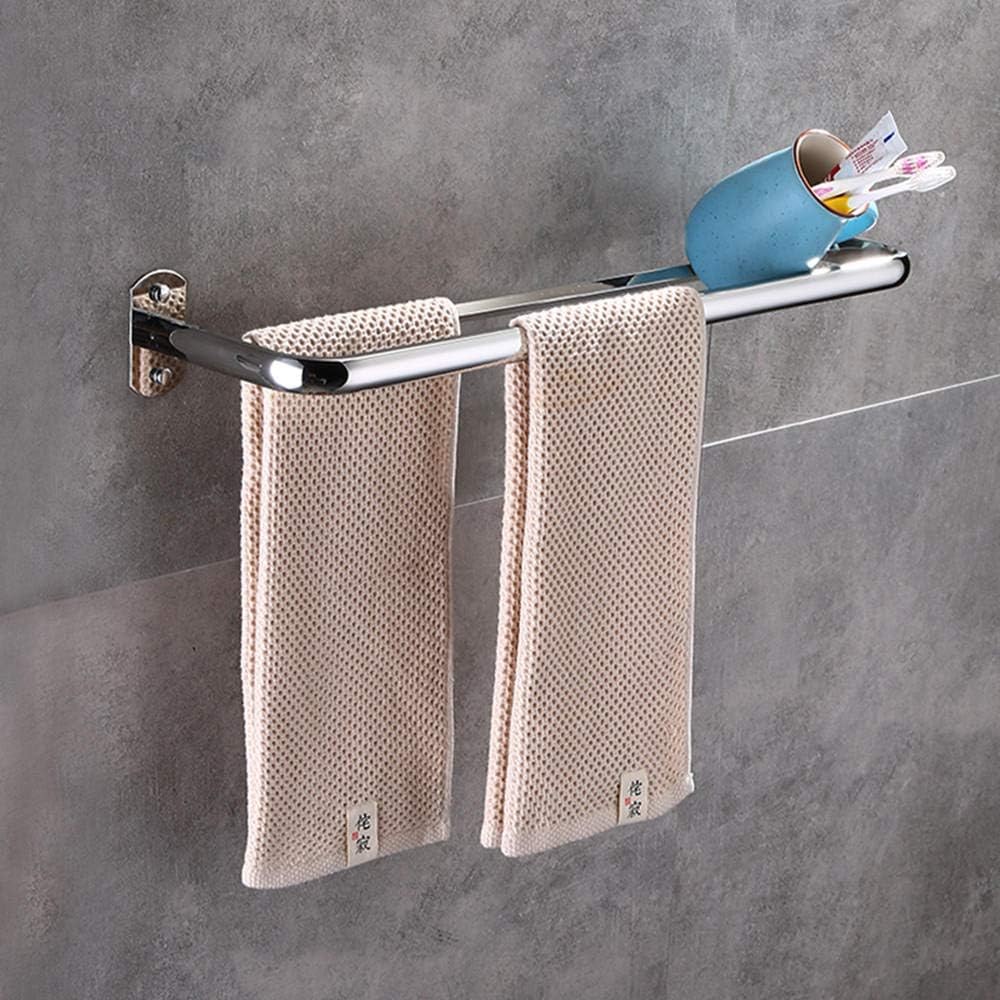 Towel Rack,Double Towel Rail, Stainless Steel Bathroom Towel Rack,Bathroom Towel Holder Wall Mount,for Kitchen Bathrooms Lavatory,Double Rod-80cm