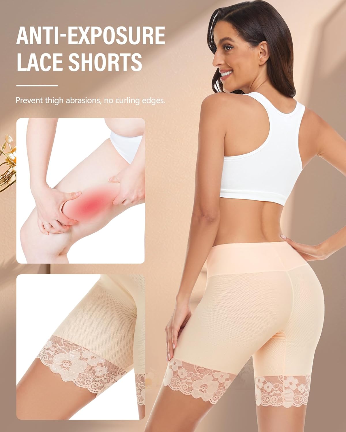 Slip Shorts for Under Dresses and Skirts Mesh Women Anti Chafing Underwear High Waisted Panties Lace Under Shorts - Image 3