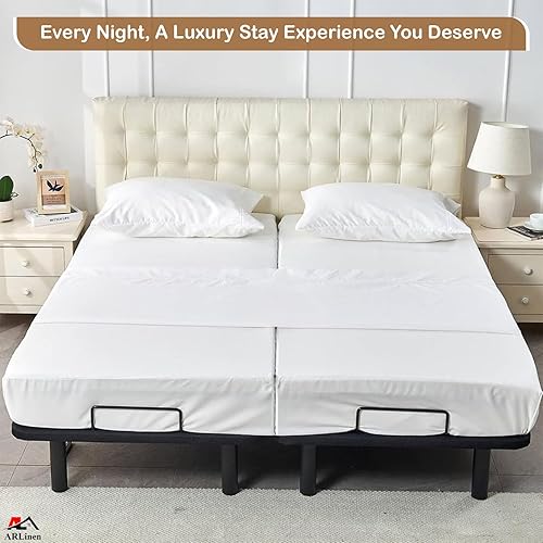 Miniatura 4 de Juego de sábanas divididas tamaño Queen para camas ajustables  5 piezas  100% algodón  Sábanas divididas Queen  Se adapta a colchones de 16 pulgadas