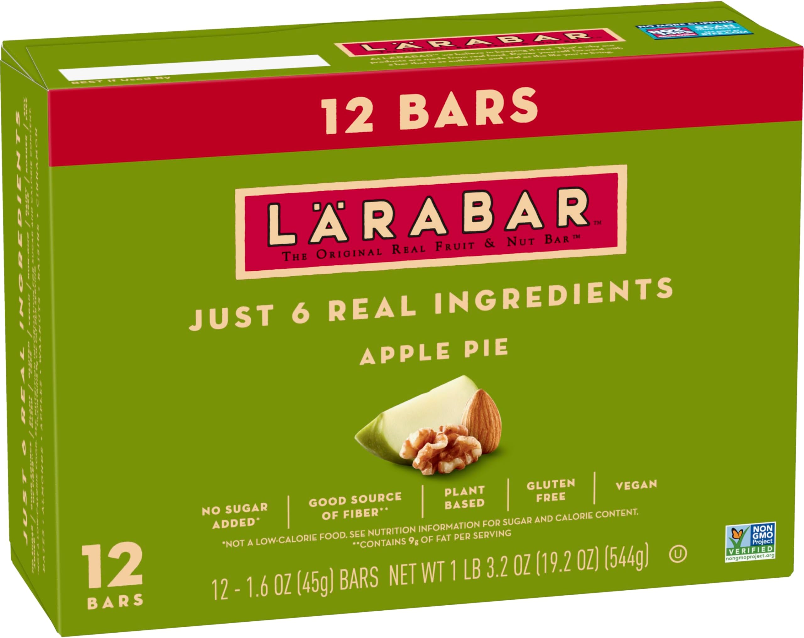 Larabar Apple Pie, Fruit and Nut Bars, Gluten Free and Vegan, 12 Ct, 19.2 oz