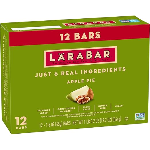 Larabar Apple Pie, Gluten Free Vegan Fruit & Nut Bars, 1.6 oz bars, 12 ct