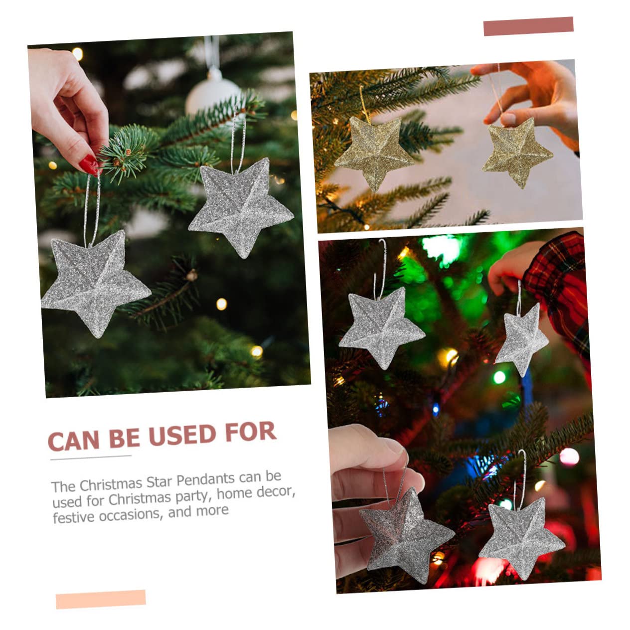 Ciieeo 5 Set Di Decorazioni Natalizie 3d Con Ciondoli A Forma Di Stella Glitterata Facili Da Usare Per Decorazioni Per Alberi E Feste 30 Pezzi * 5