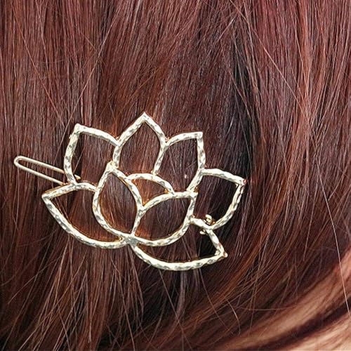 Miniatura 2 de Retro hueco flor de loto aleación horquilla clip de pelo mujeres Headwear accesorios clip de pelo