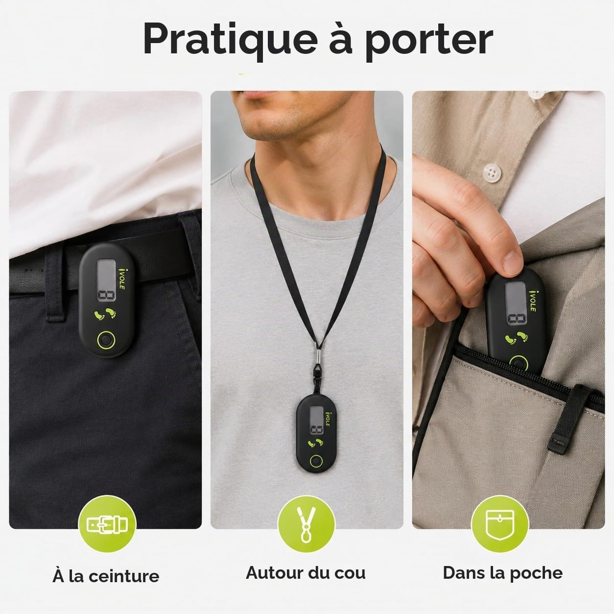 Podomètre 3D pour la Marche,Mini Podomètre，Podomètre Numérique Portable，Podomètre 3D，Pedometer Bracelet， Compteur de Pas avec Clip，Podomètre Numérique 3D pour la Marche