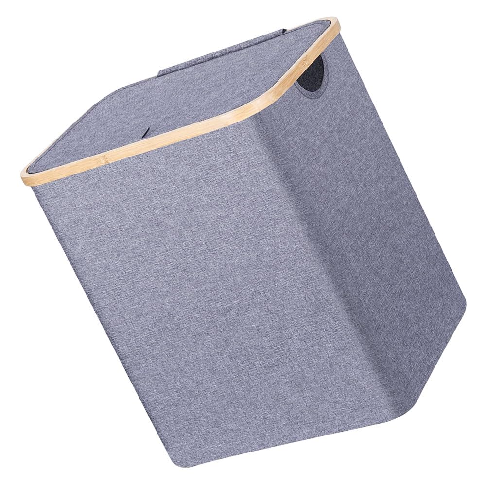 Cesta de ropa de diseño elegante en bambú natural y tejido reforzado lavable