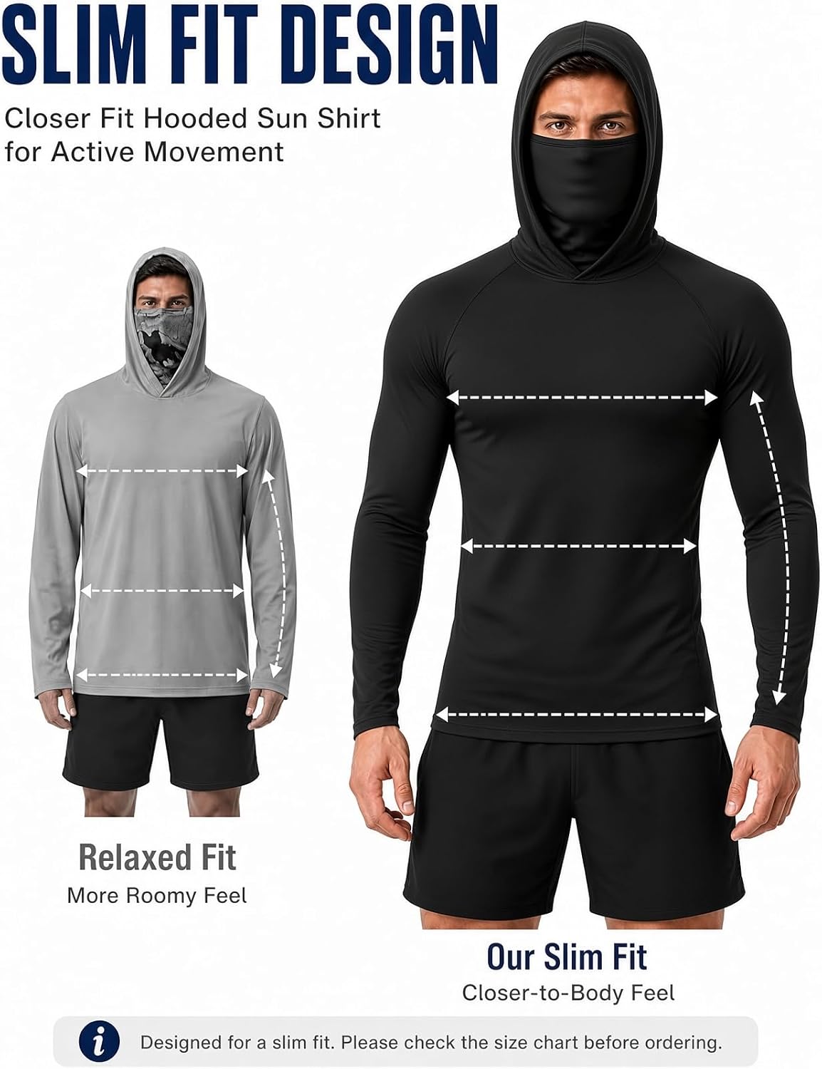 XWC 3 Pack Men's UPF 50+ Slim Fit Sun Hoodies with Face Mask for Work image 4