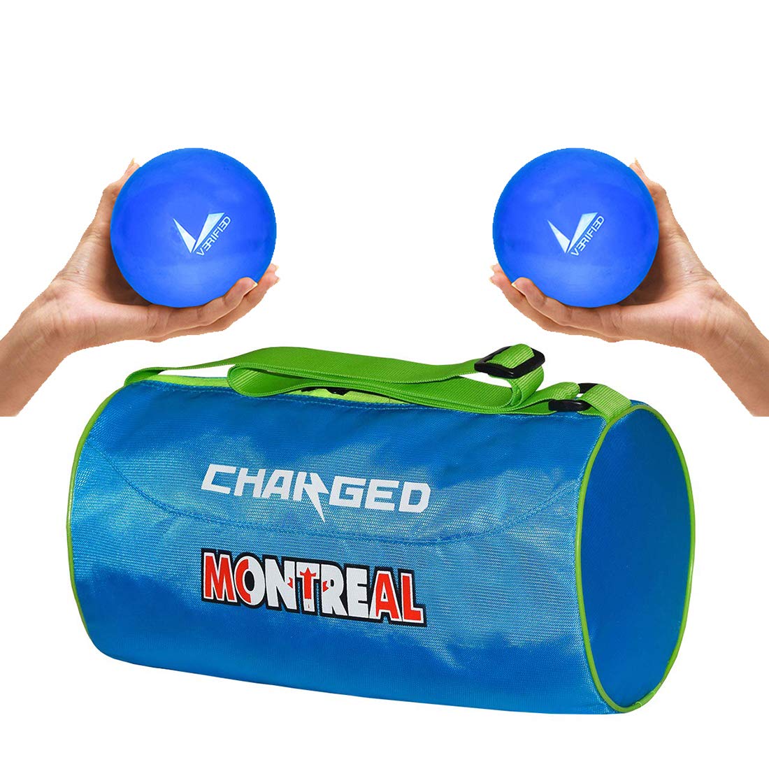 VERIFIED Gym Set Including 2 PCS of VERIFIED 3 KG Soft Weight Ball and Charged Gym Bag Montreal Large Sky-image-48