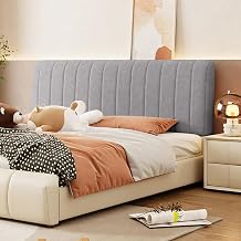 Twin Headboard Pillow, Upholstered Teddy Fleece Wall Mounted Backrest, Channel Stitched Floating Headboard with Firm Foam Fill, Stain Resistant Modern Cushion for Bed Grey