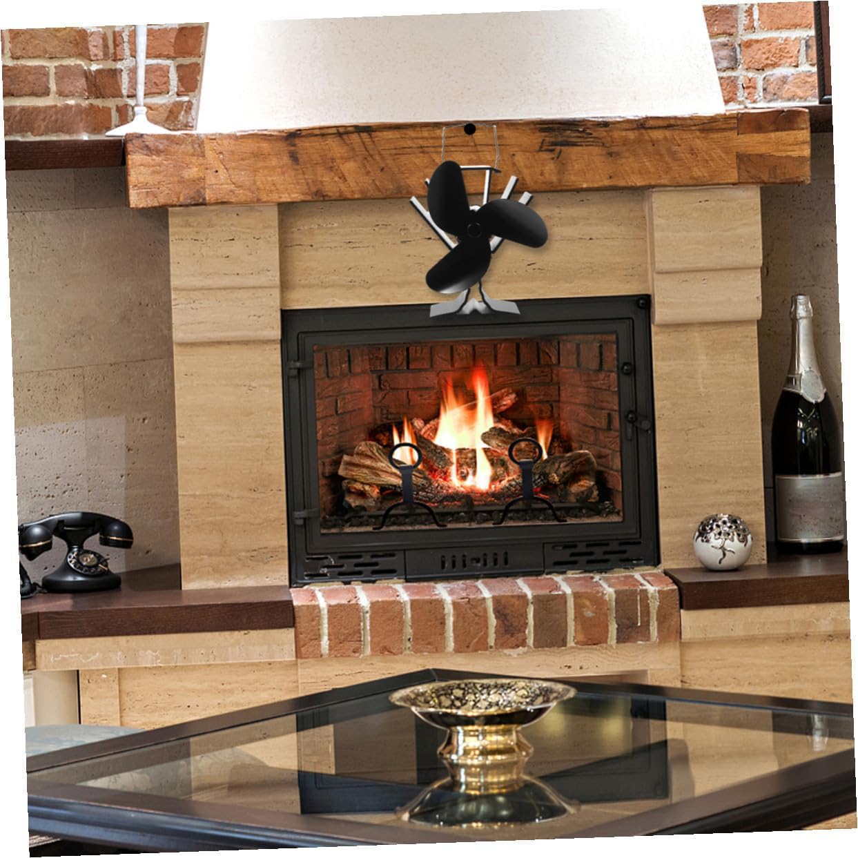 Angoily Heat Powered 3-blade Stove Fan Fireplace Fan Thermal Energy Driven for Home Heating Efficient Heat Distribution