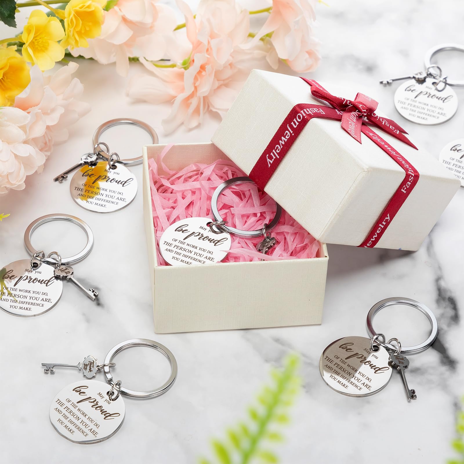 Gueevin 30 Sets Appreciation Gift Bulk 30 Inspirational Notes 30 Appreciation Pens 30 Motivational Keychains (Proud)