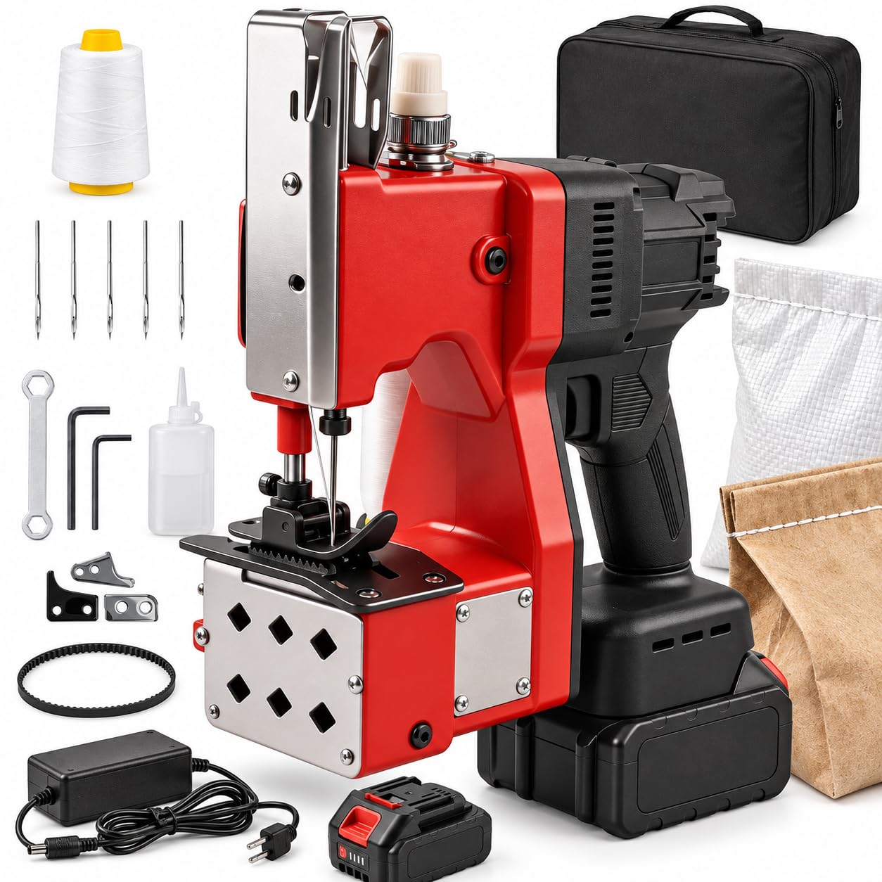Máquina de coser de bolsa eléctrica inalámbrica, batería única, 0.2-10mm