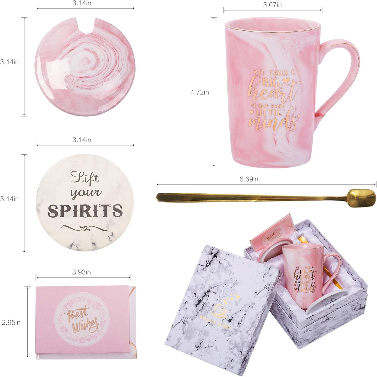 Christmas Gifts for Teachers Teacher Appreciation Gifts Funny Thank You Birthday 14oz Coffee Mug Best Teacher Gifts for Women It Takes a Big Heart to Shape Little Minds End of the Year 