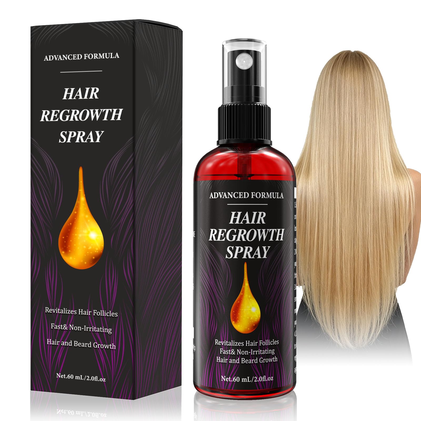 Huile de Ricin&Huile de Romarin pour,Sérum Cheveux Croissance,60ml | Formulé Biotine Cheveux Pousse Rapide,Soin Naturel Anti Chute de Cheveux Femme & Homme Héréditaire – Pousse Cheveux&Barbe