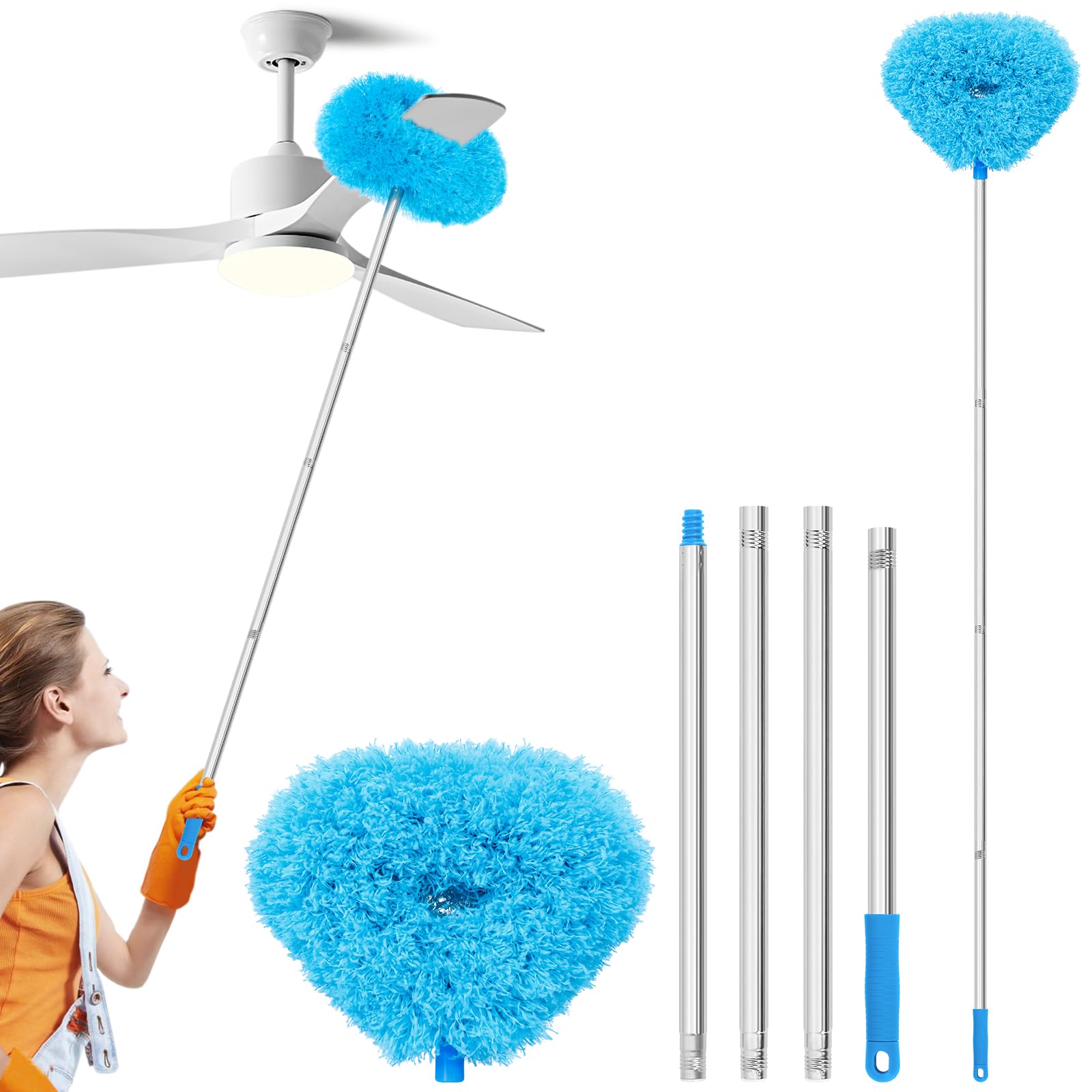 Ceiling Fan Cleaner Duster Reusable Microfiber High Ceiling Fan Blade Cleaner Extendable Duster with Long Handle Removable Washable Adjusts 13 to 49.7 for Cleaning Walls Door Window Top (Blue) : Amazon.com.au: Home