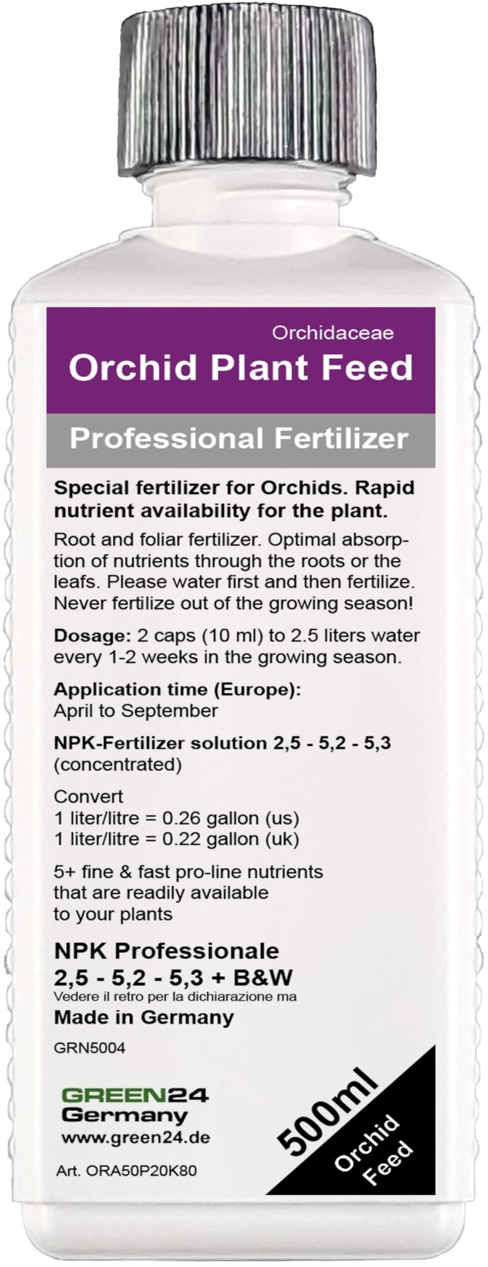 GREEN24 Engrais pour orchidées, engrais liquide de qualité supérieure de la gamme professionnelle.