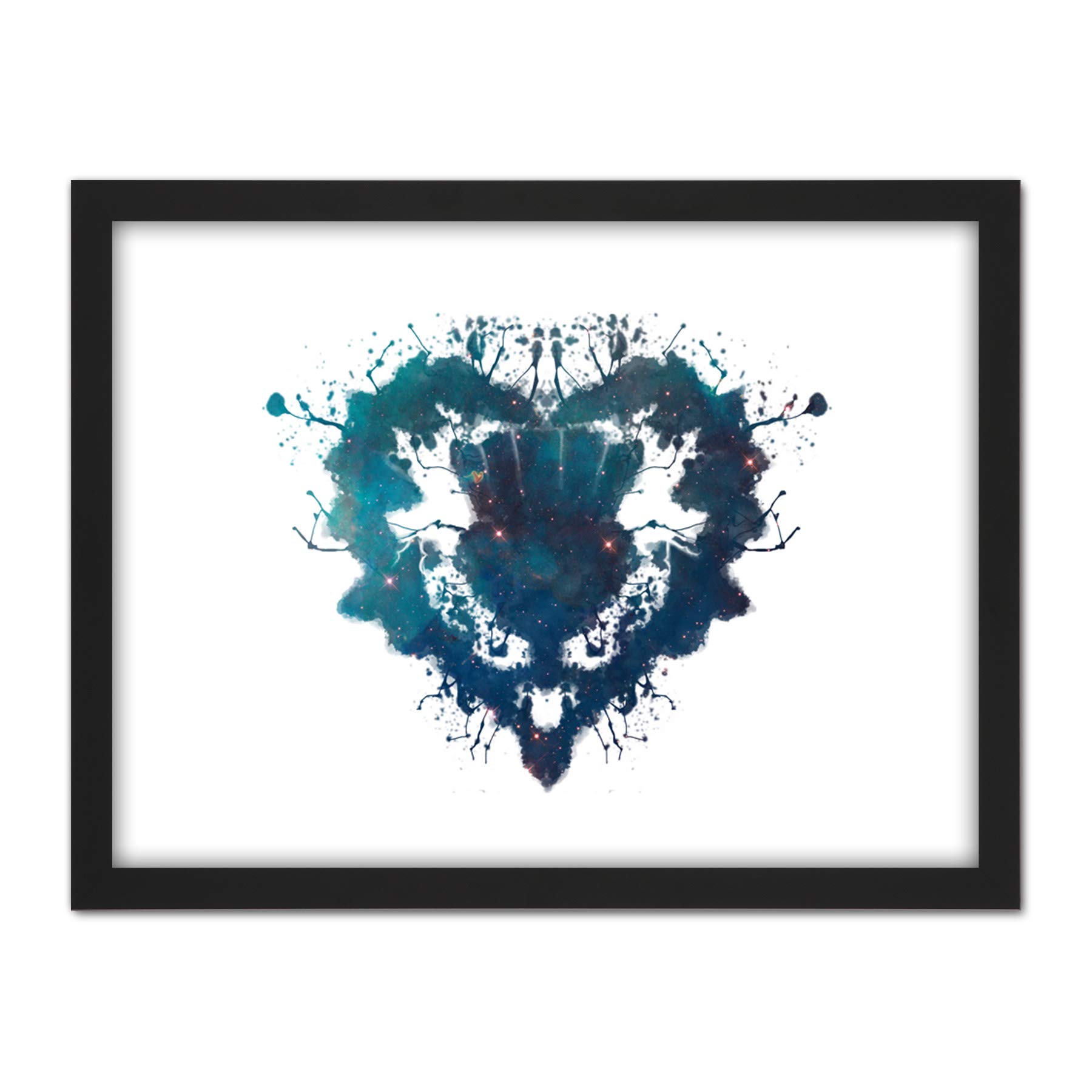 Wee Blue Coo Ink Splat Thistle Heart Artwork Framed Wall Art Print 18X24 Inch