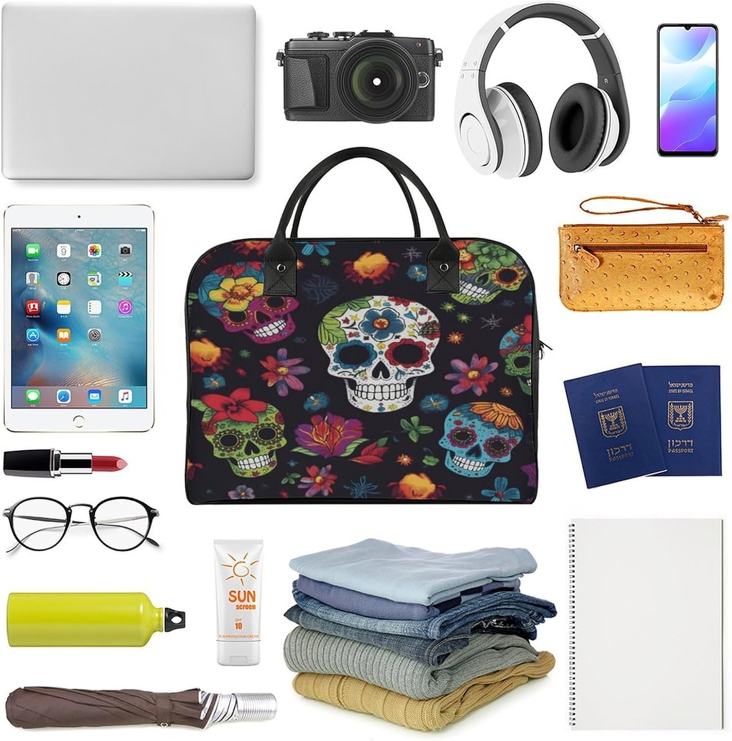 Flower Cactus Sugar Skull Laptop Bag with Shoulder Strap image 5