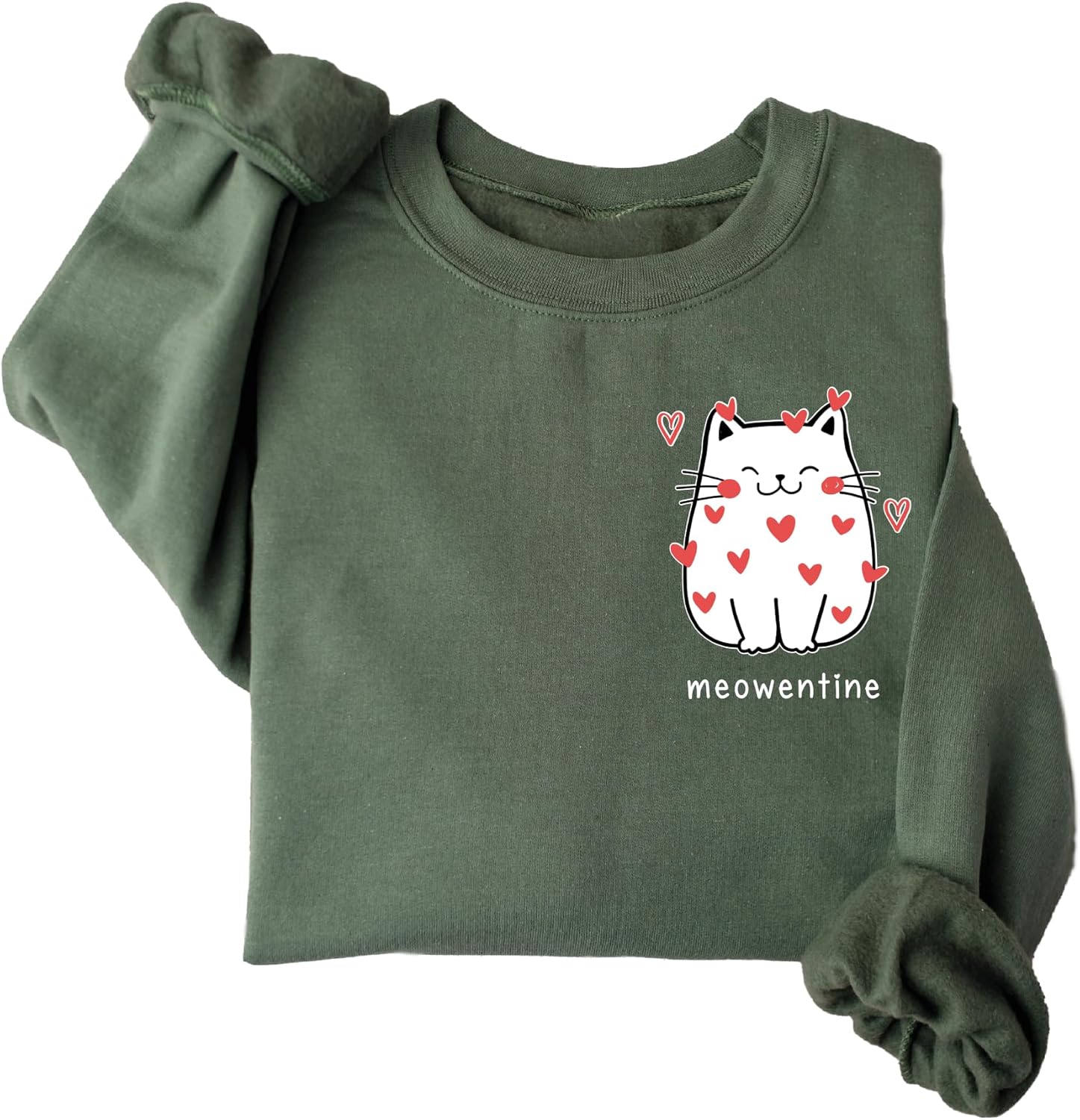 Valentines Cat Print Graphic Sweatshirt for Womens, Cat Lovers Valentine Gift - Image 7