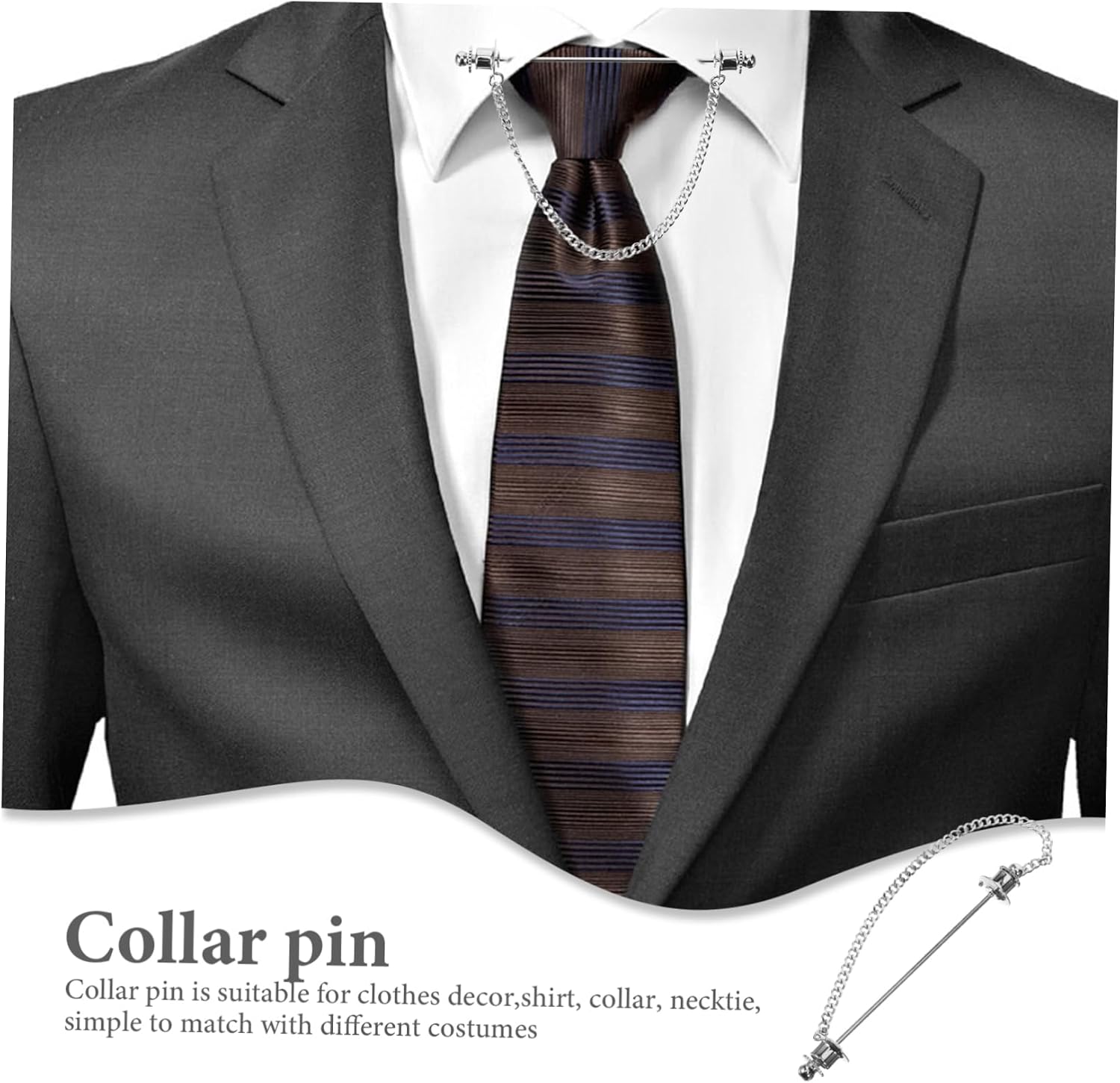 LIFKOME Men's Collar Pin Chain Elegant Necktie Pin for Parties Banquets and Festivals Sturdy Decorative Brooch for Shirts and Ties Design