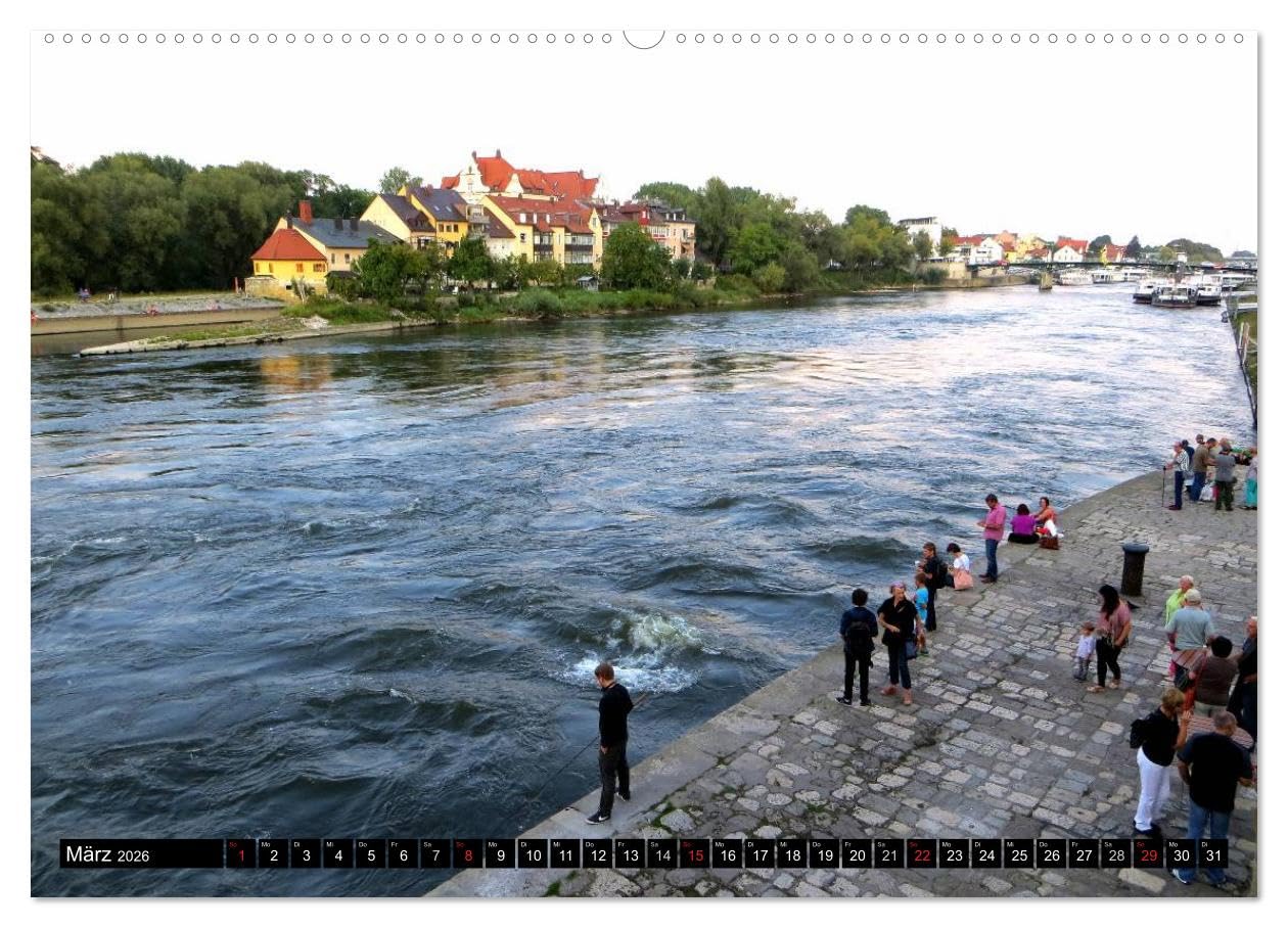 REGENSBURG - urbanes Leben (hochwertiger Premium Wandkalender 2026 DIN A2 quer), Kunstdruck in Hochglanz: Leben in historischem Ambiente (CALVENDO Orte)