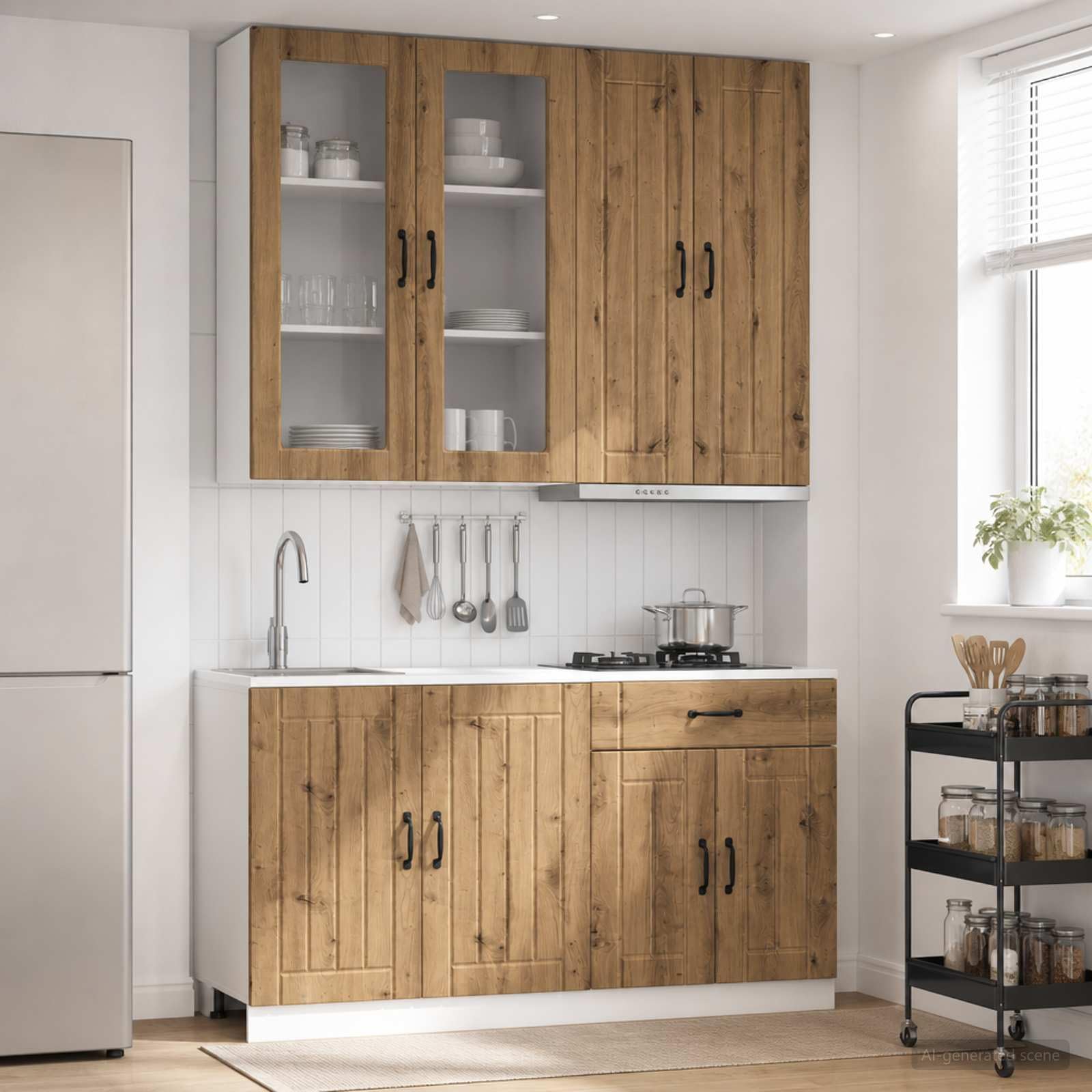 Unita Cucina LUCCA 4 Pezzi Rovere Artigianale Legno Ingegnerizzato