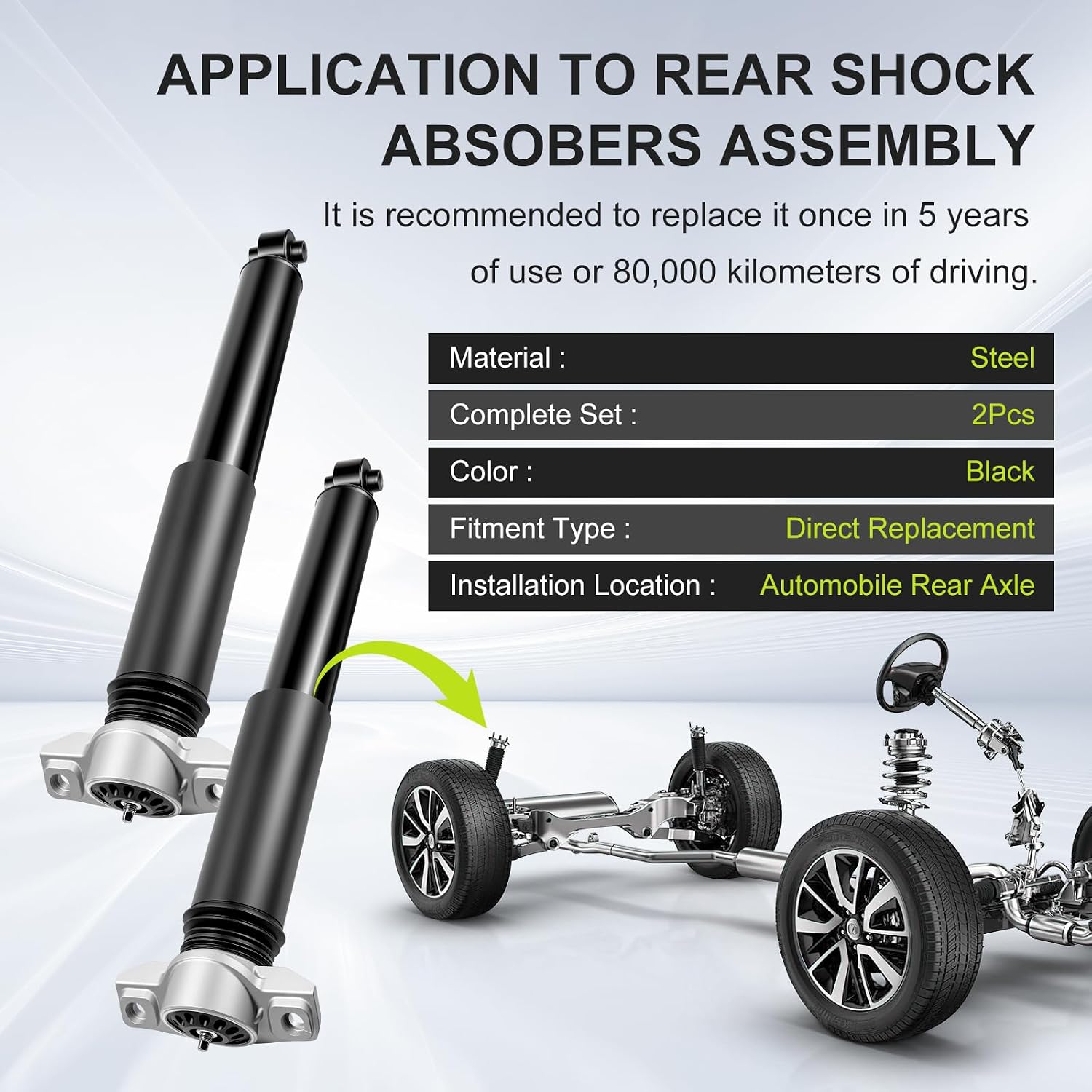 55367-S9300 Rear Shock Absorber Struts Assembly Compatible With Hyundai Palisade 2020 2021 2022 (Limited, SE, SEL) - 3.8L V6-Gas Replace# 55367-S9400 2PCS Palisade Self Leveling Rear Shocks