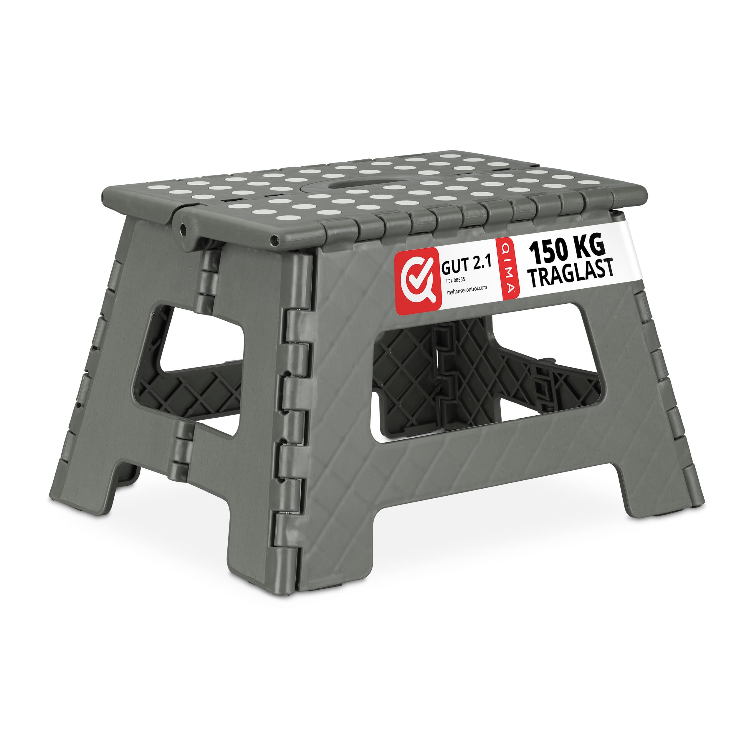 Relaxdays Folding Stool, Portable, Bathroom Step for Children or Travel, for up to 150 kg, 22 x 35 x 28 cm, Light Grey, Pack of 1