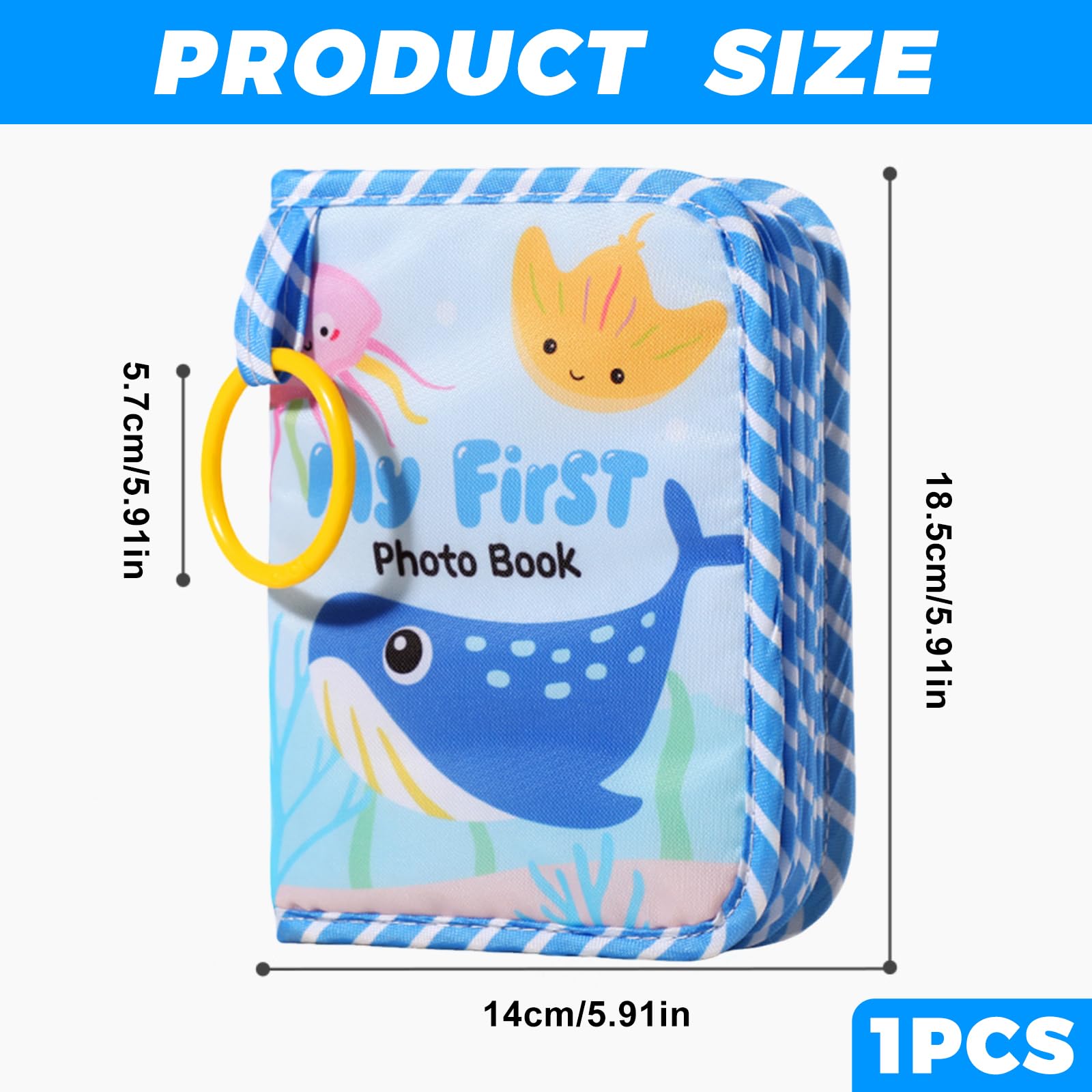 Baby photo album,My First Baby Photo Album Holds 17 4x6 Photos,SiumPklay memory book Fabric Kid Memory Keepsake Gift for 4x6 Shower Kids Newborn Toddlers Boy Girl (Ocean) - Image 2