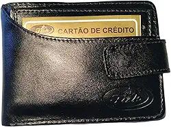 Carteira Masculina Fisk de Couro Legítimo Porta Cartão de crédito e Moeda Porta cartão removível.