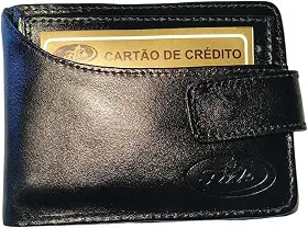 Carteira Masculina Fisk de Couro Legítimo Porta Cartão de crédito e Moeda Porta cartão removível.