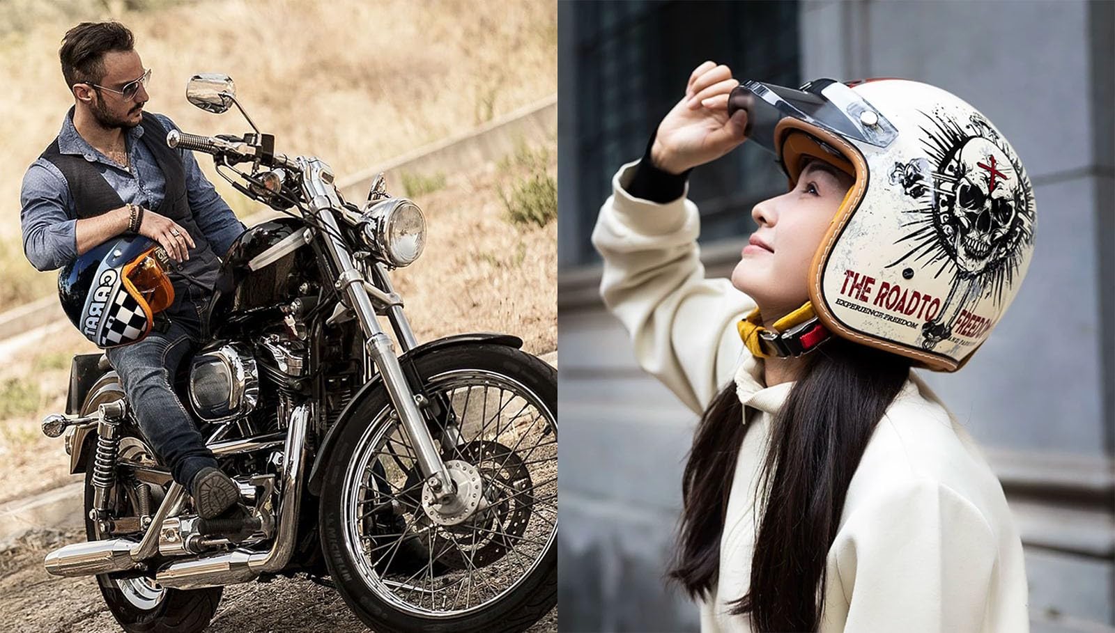 Casque De Moto Unisexe Casques Bols ECE Homologué, Classic Casque Moto Jet Vintage, Casques à Face Ouverte avec Visière, Casques Mobylette Rétro Homme