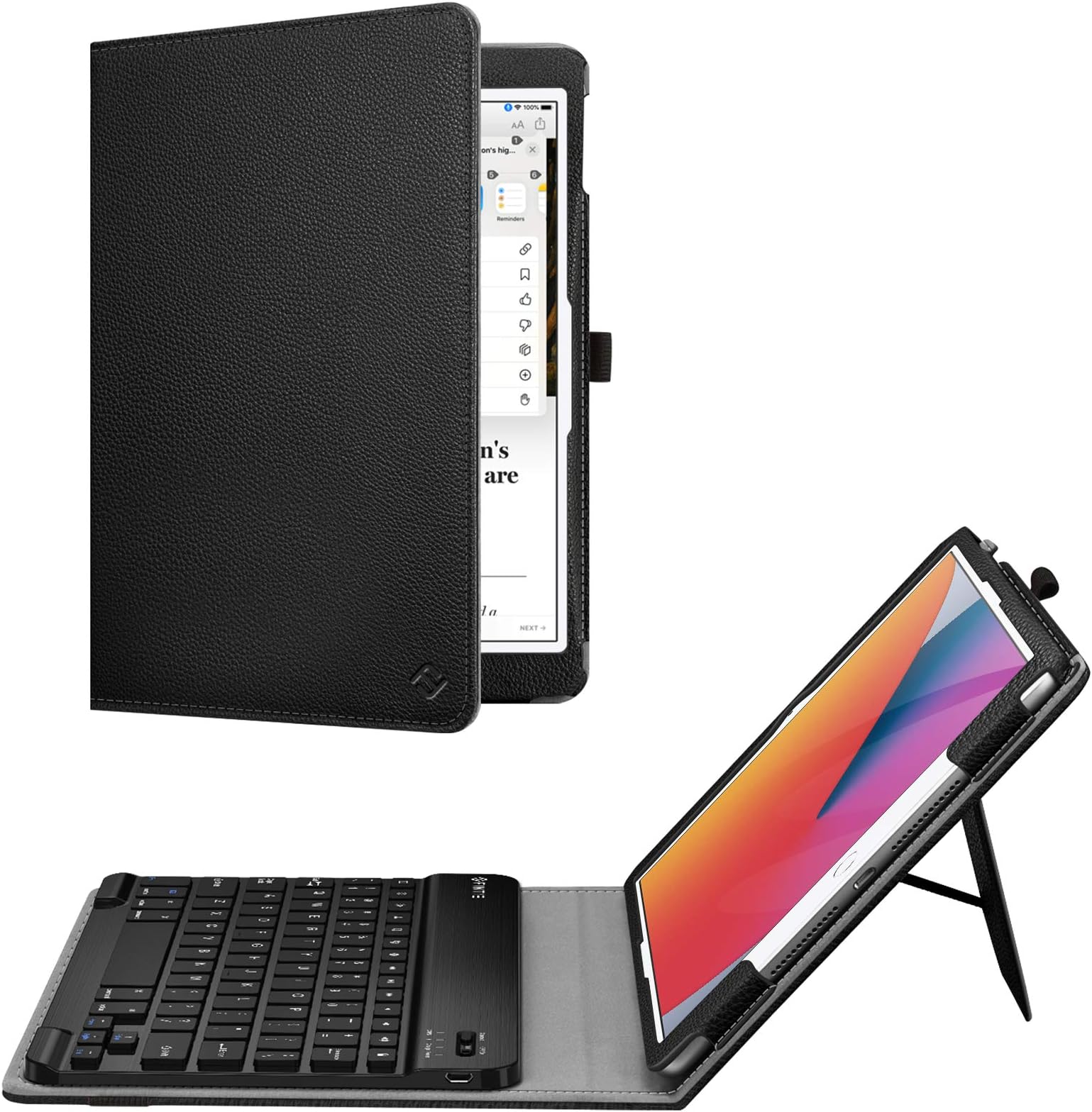 Fintie Keyboard Case for iPad 9th / 8th / 7th Generation (2021/2020/2019 Model) 10.2 Inch - Premium PU Leather Folio Smart Stand Back Cover with Removable Wireless Bluetooth Keyboard, Black