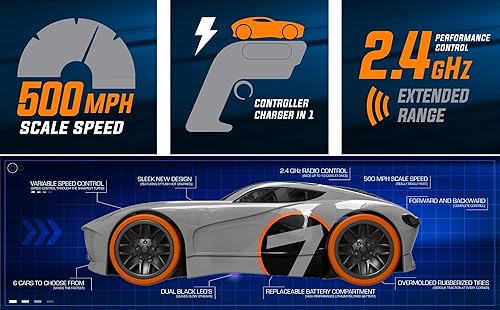 Miniatura 4 de Tracer Racers Segunda generación 2.4 GHz RC control de radio de alta velocidad a escala 164 Coche de carreras - Naranja
