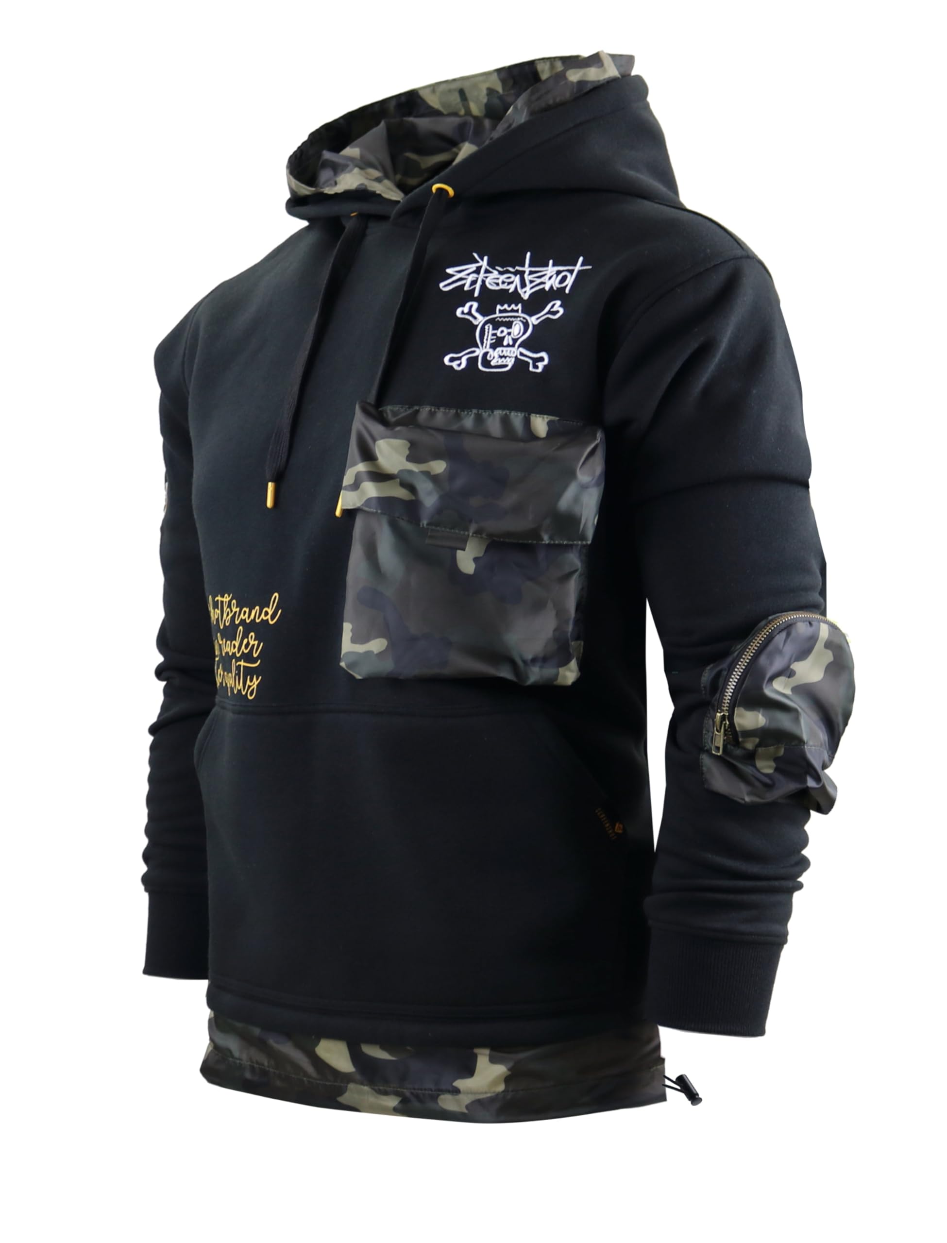 FLEECE HOODIE 4202 Mens Urban Streetwear NYC Graffiti Embroidery Patch Fleece Pullover Sweatshirt Hoodie