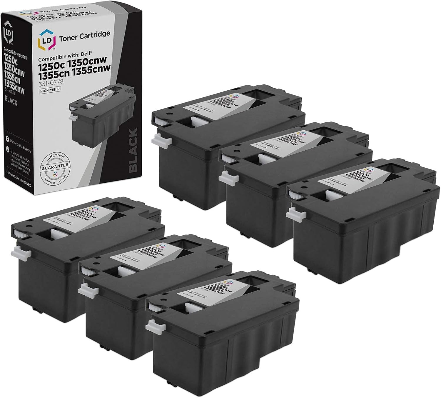 LD Compatible Toner Cartridge Replacement for Dell 331-0778 810WH High Yield (Black, 6-Pack)