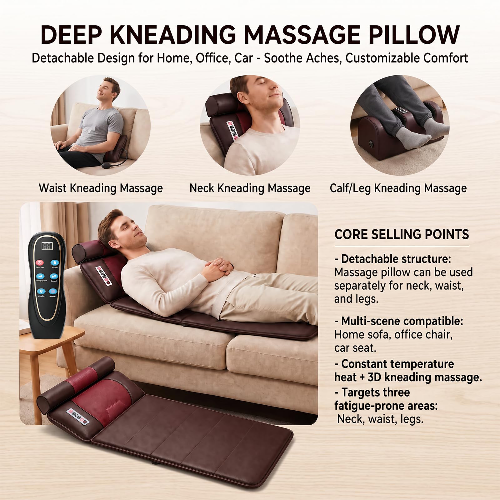 Tapis de massage pour tout le corps avec fonction chauffante, massage du