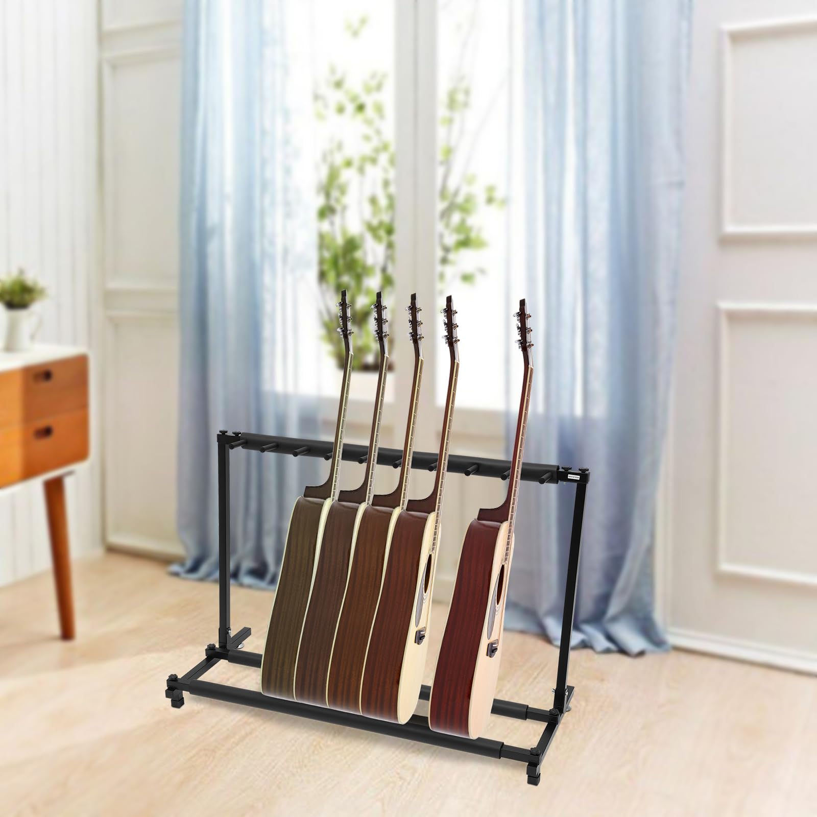 Soporte para guitarra de 9 niveles, plegable y portátil, multi soporte, con soporte acolchado, soporte para guitarra eléctrica, guitarra acústica, bajo