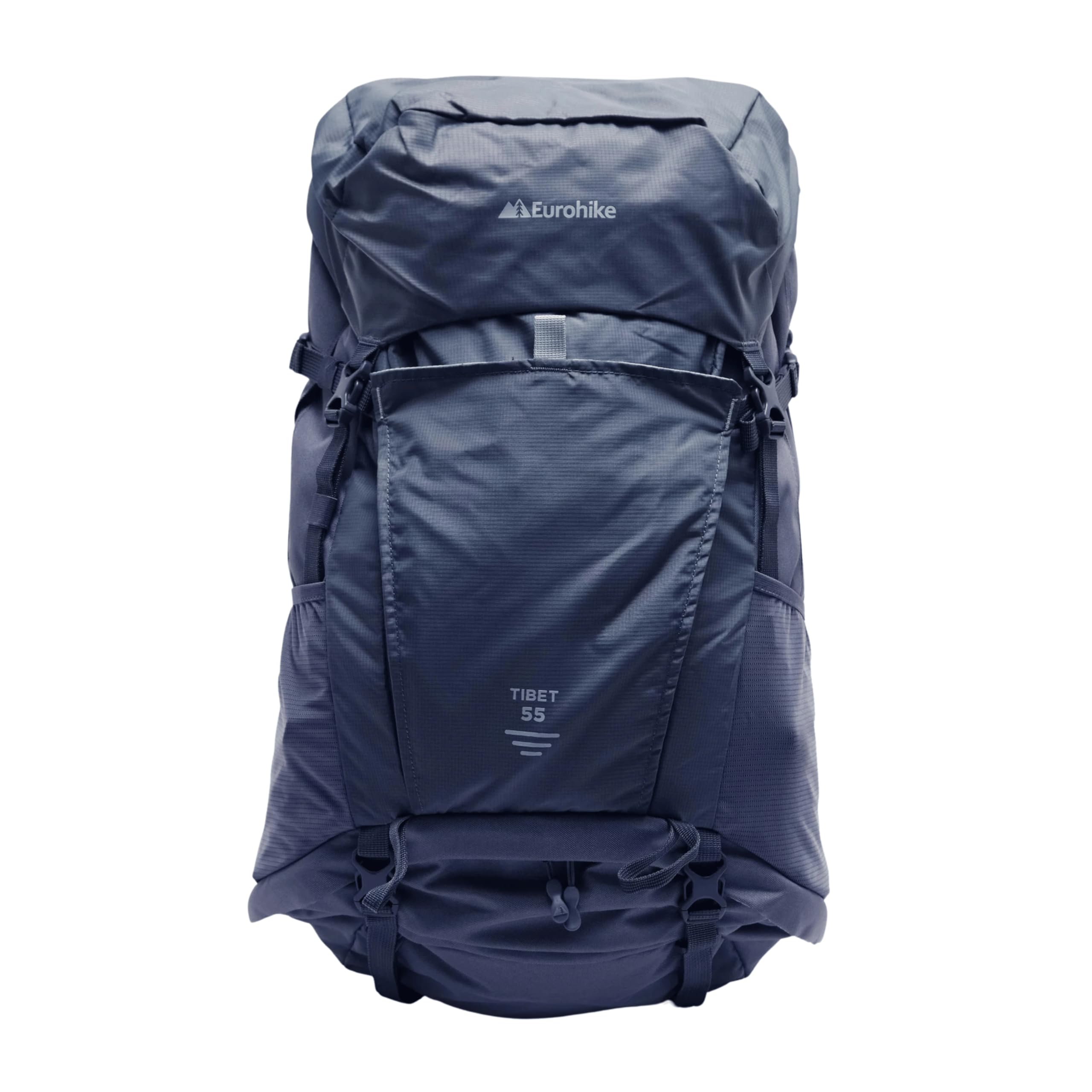 Eurohike Tibet 55L Rucksack with Air Channel Back System, Padded Harness & Rain Cover, Hydration Compatible 55 Litre Backpack, Bag for Men and Women, Ideal for Camping, Hiking & Travel (Blue)