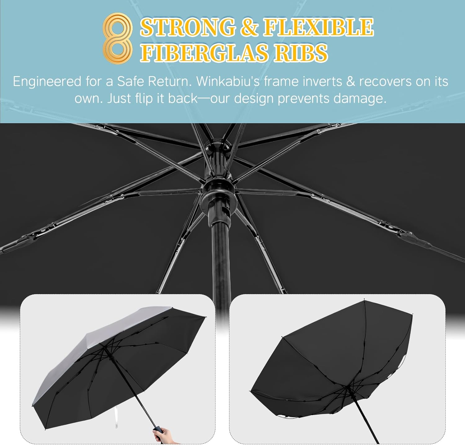 UPF 50+ UV Umbrellas for Sun Protection 41 Inch,Large Automatic Umbrellas for Rain Windproof, Compact Folding UV Blocking for Beach, Golf, Hiking & Daily Use - Image 3