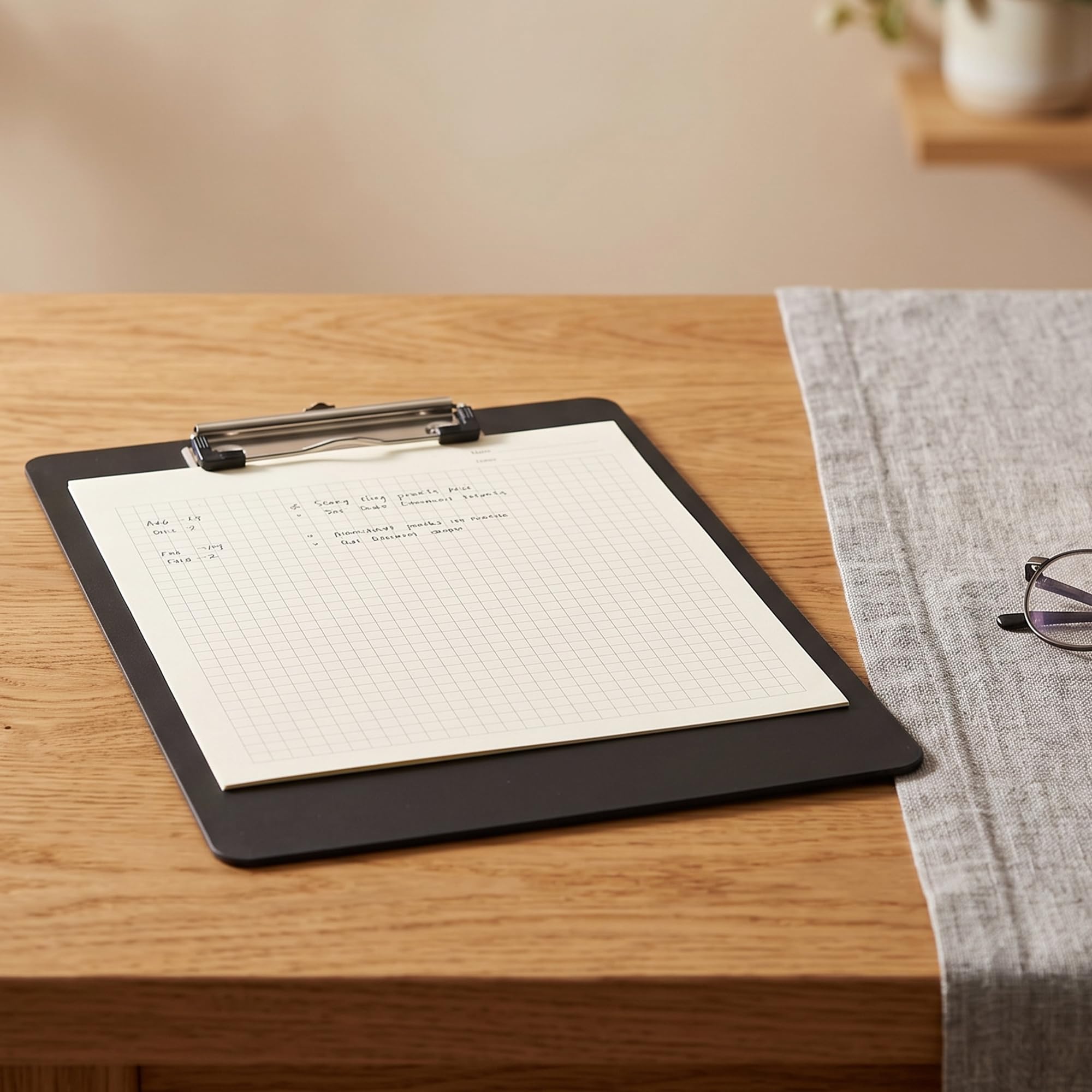 Lot de 12 porte-bloc A4 - Noir - 31,5 x 22,5 cm - En plastique - Avec pince en métal et œillet de suspension - Pour l'école, le bureau, la maison, le restaurant