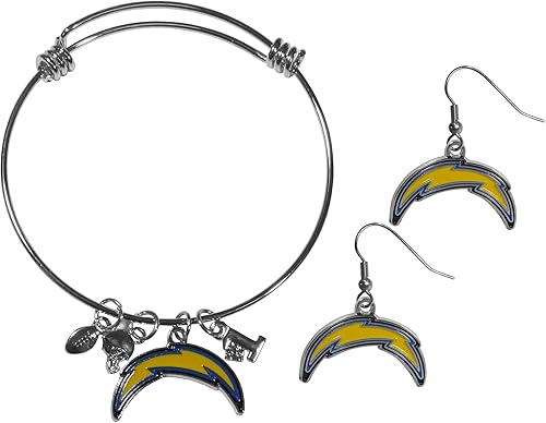 Vista 19 de Siskiyou Sports NFL womens Dangle Earrings and Charm Bangle Bracelet Set