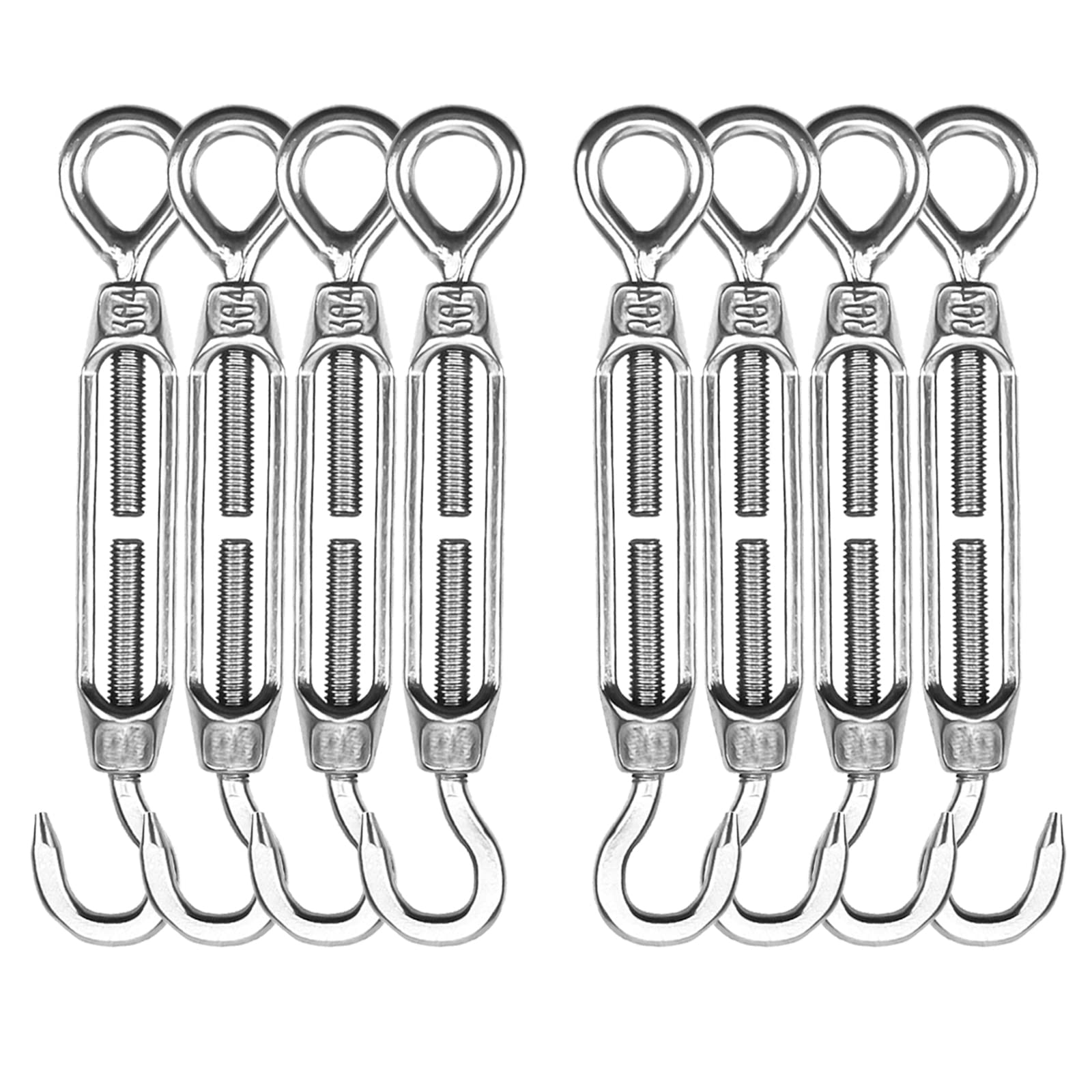 Turnbuckles Hook, Reedny 304 Stainless Steel Turnbuckle Heavy Duty M4 M6 M8 Hook and Eye Turnbuckle for Cables Wire Rope Tension 5/32" 1/4" 5/16" for