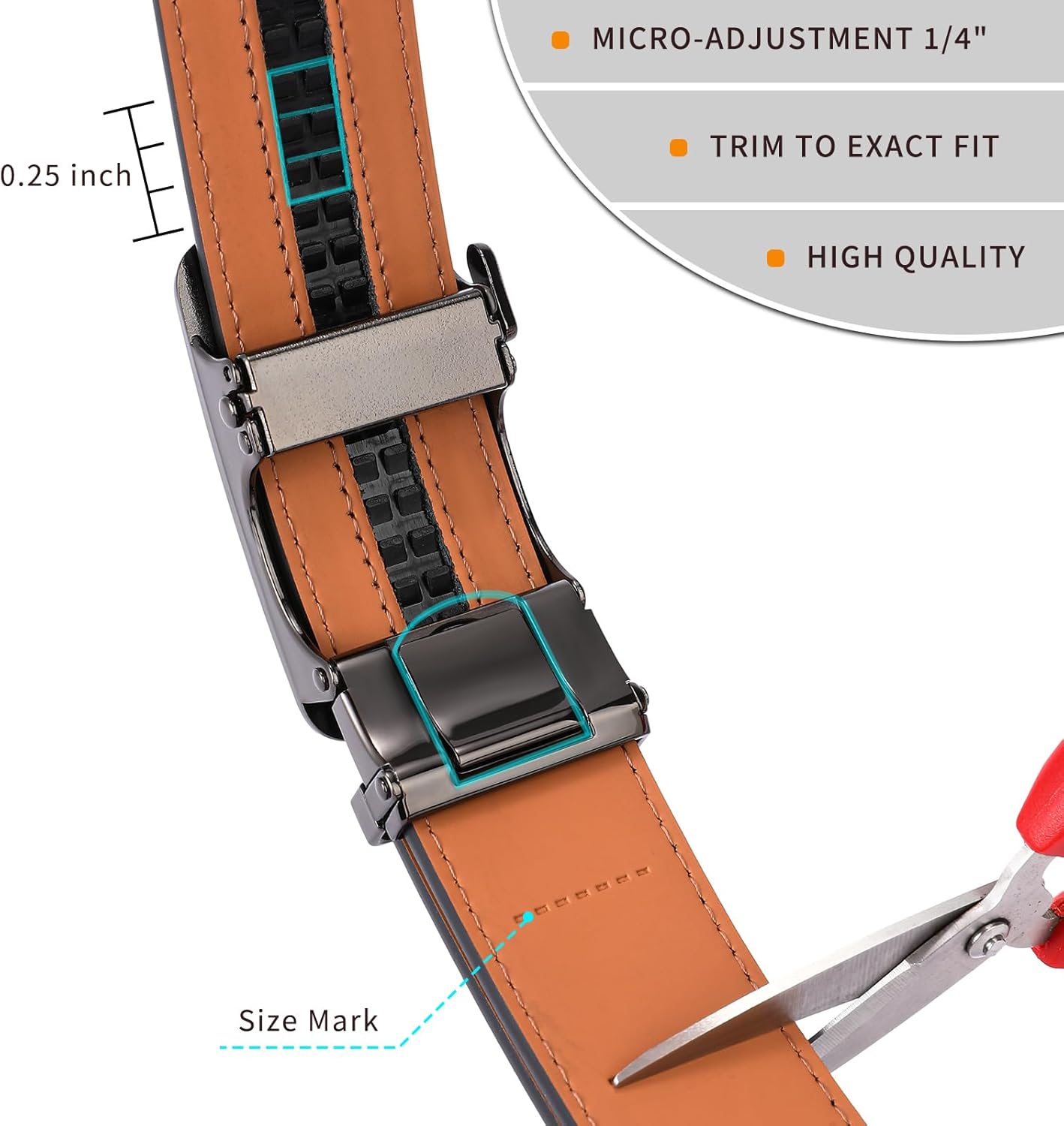 FALAN MULE Mens Belt,Slide Leather Ratchet Belt for Mens Dress Casual,Size Adjustable - Image 2