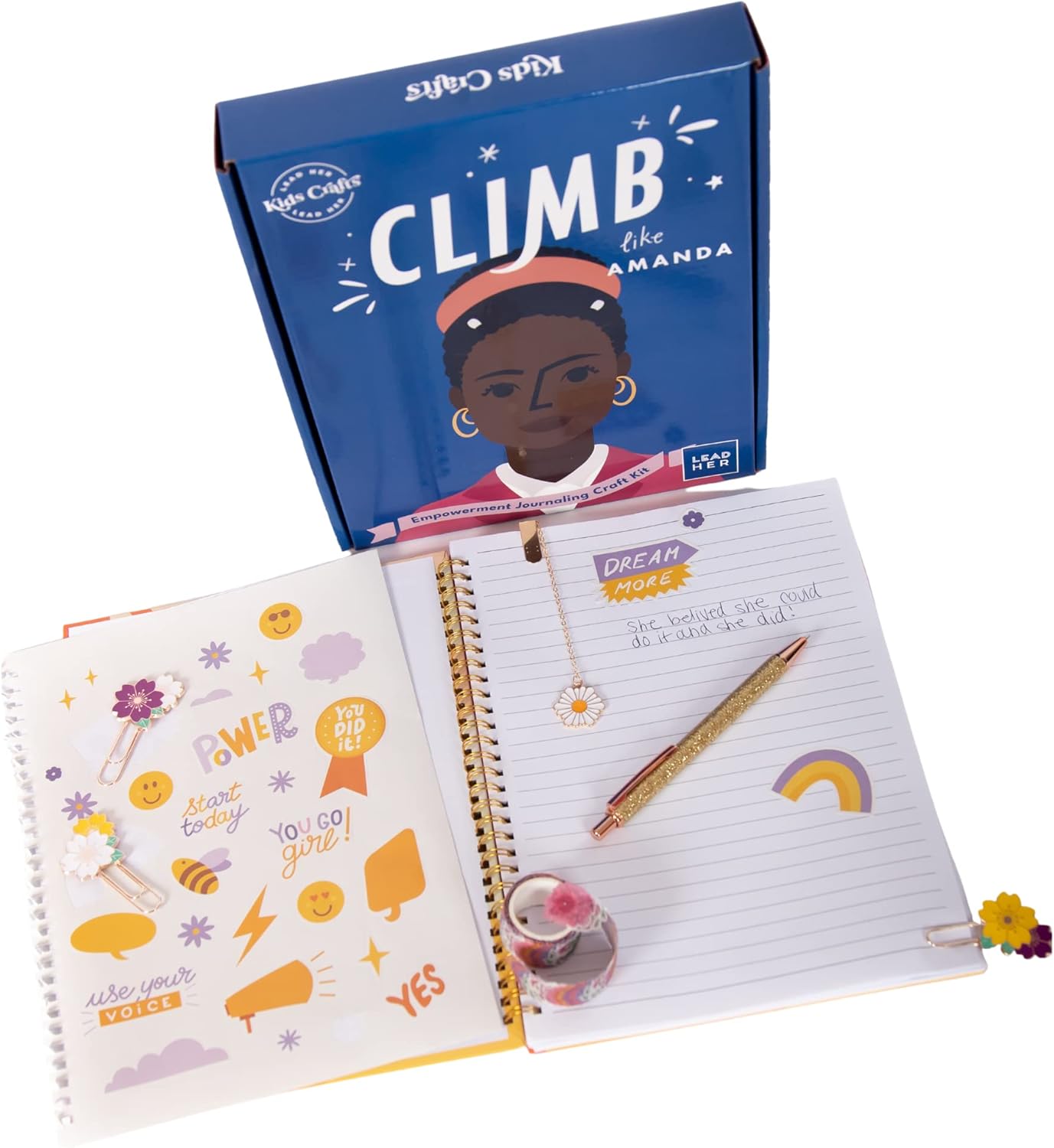 Kids Crafts Climb Like Amanda Empowerment Journaling Craft Kit - Journal for Girls Ages 8-12 | Journals for Kids | Great 10 Year Old Girl Birthday Gifts to Inspire and Motivate.