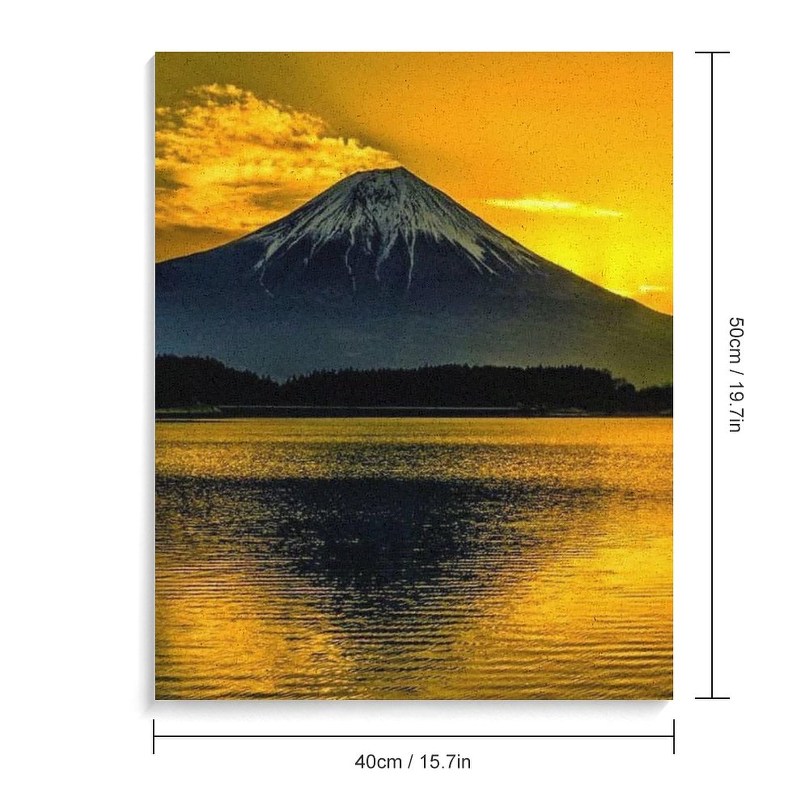 Amazon | 富士山と湖の夕日 数字油絵 キラキラした水の反射 カラフルな