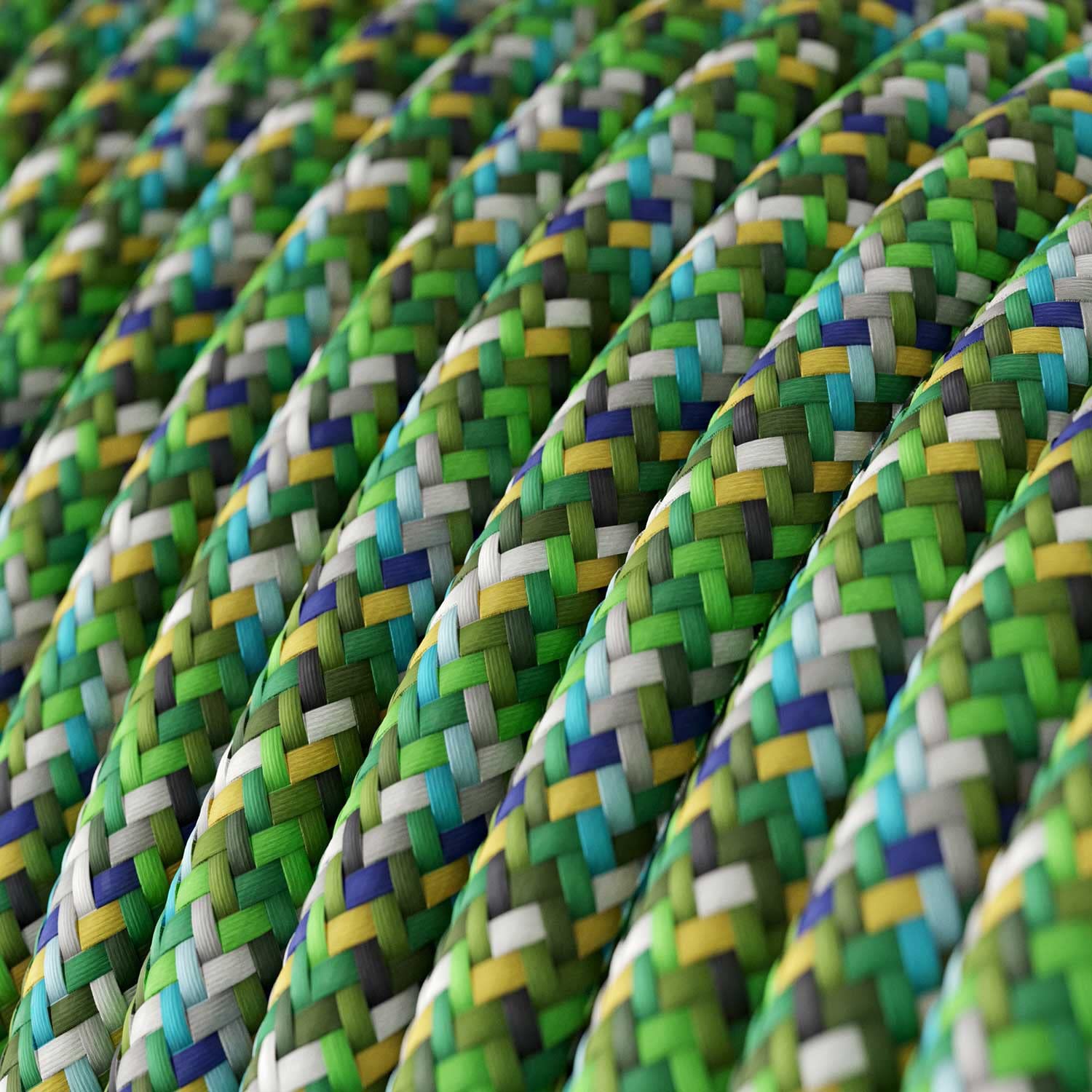 Creative-Cables L'originale cavo elettrico rivestito in tessuto 2 x 0,75 mm² (50 m, Pixel Verde RX05) – Rotondo, effetto seta – Sicurezza certificata, made in Italy